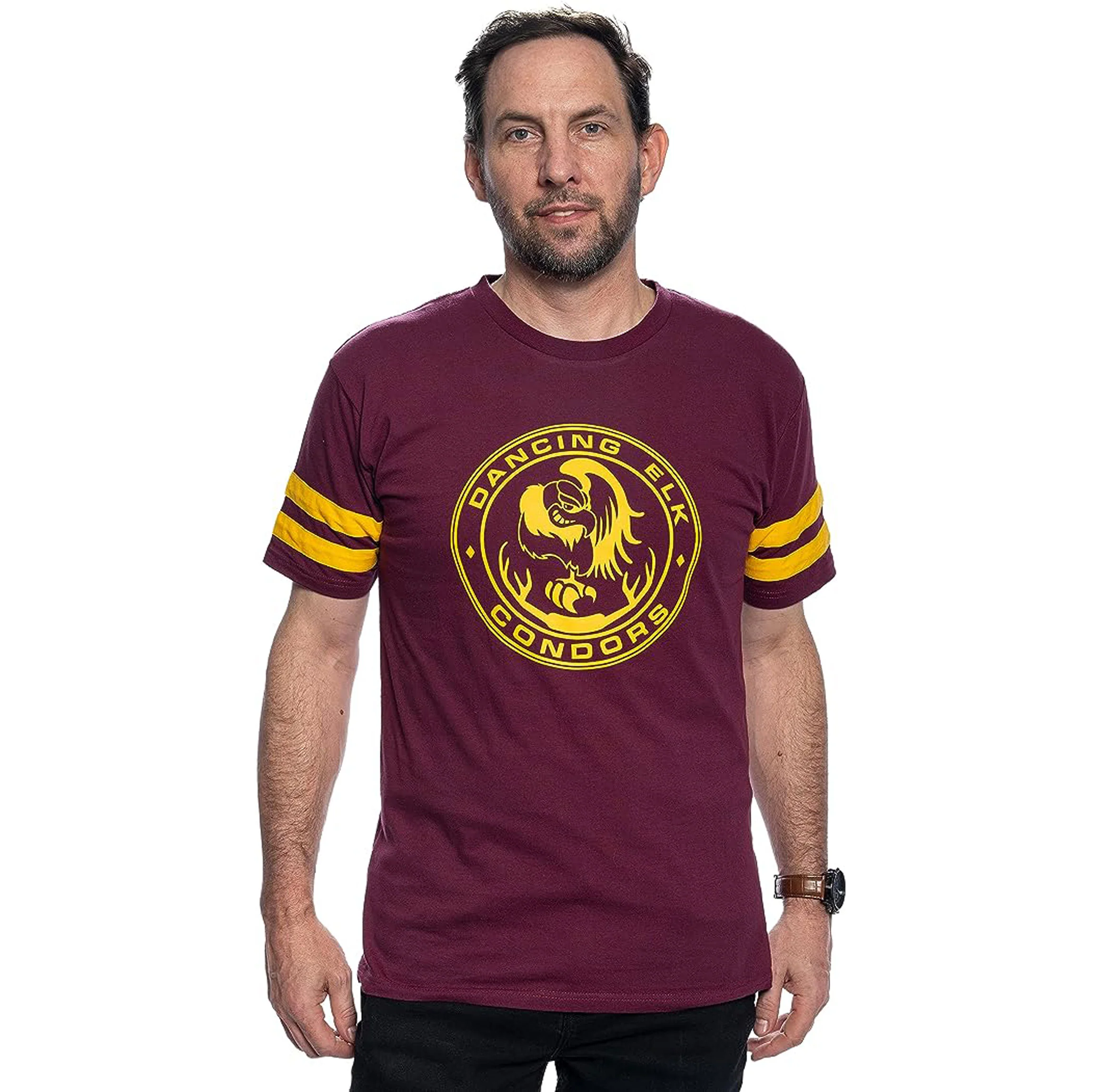 Dancing Elk Condors Halloween Costume T-Shirt Tee with Striped Sleeves Cosplay