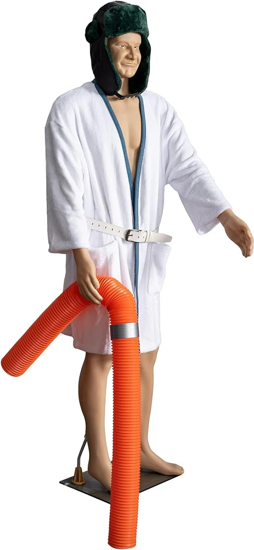 6 feet Tall Mannequin with Robe Belt Hat and Hose Holiday Decoration - Image 2