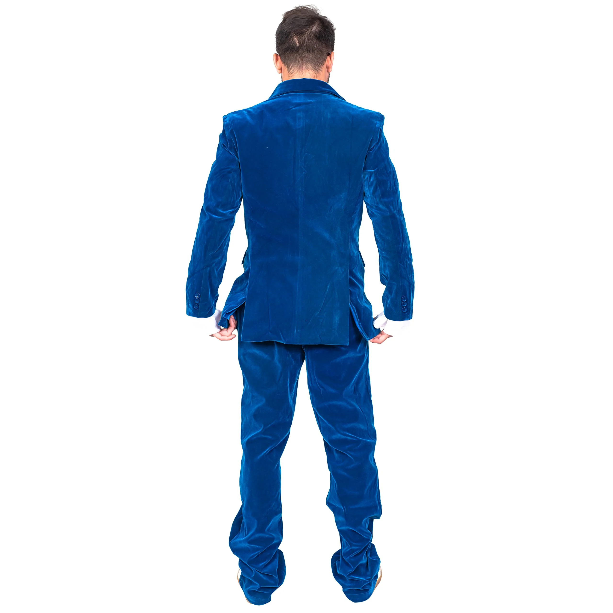 60's Groovy British Spy Funny Man Blue Suit Adult Halloween Costume Set Cosplay - Image 2
