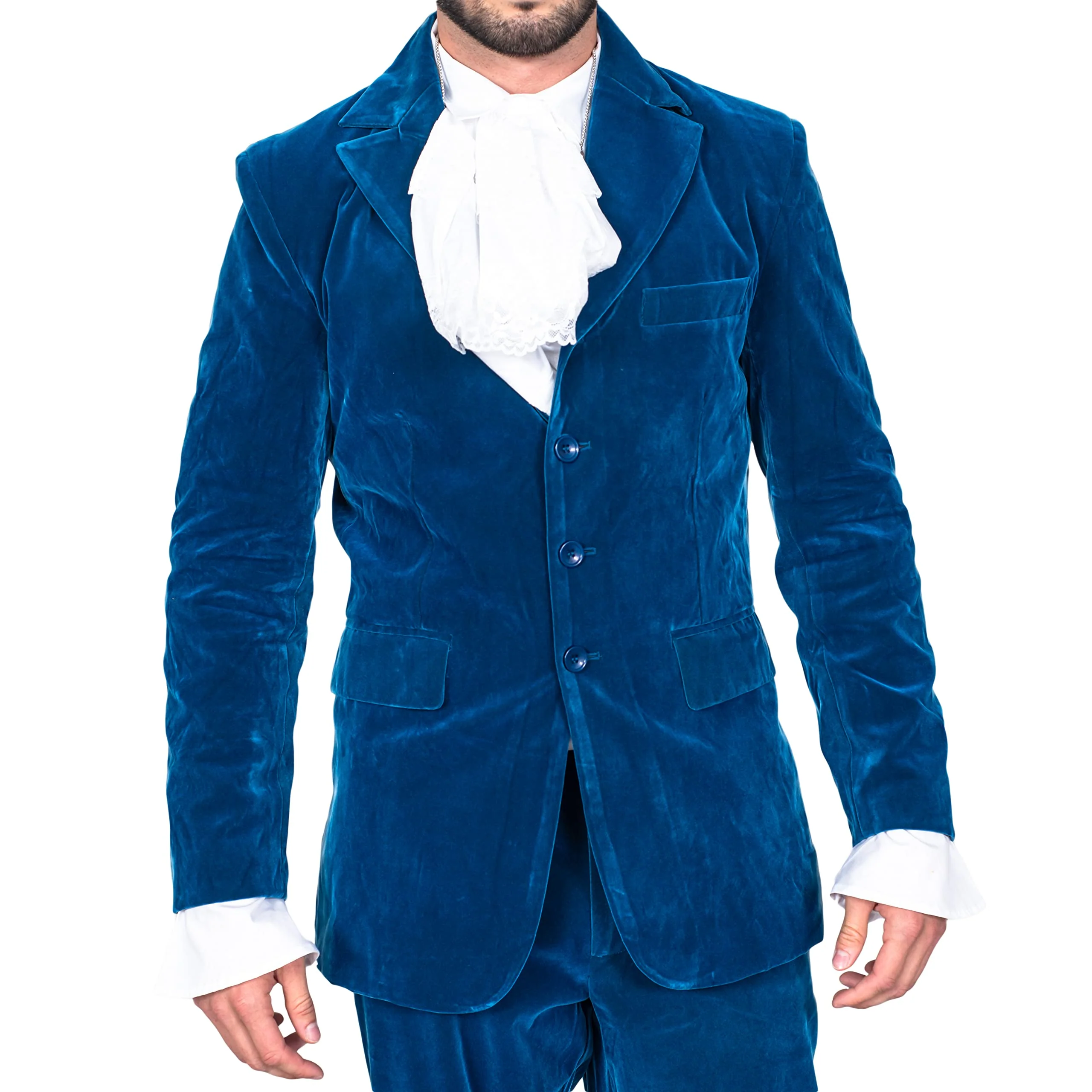 60's Groovy British Spy Funny Man Blue Suit Adult Halloween Costume Set Cosplay - Image 3