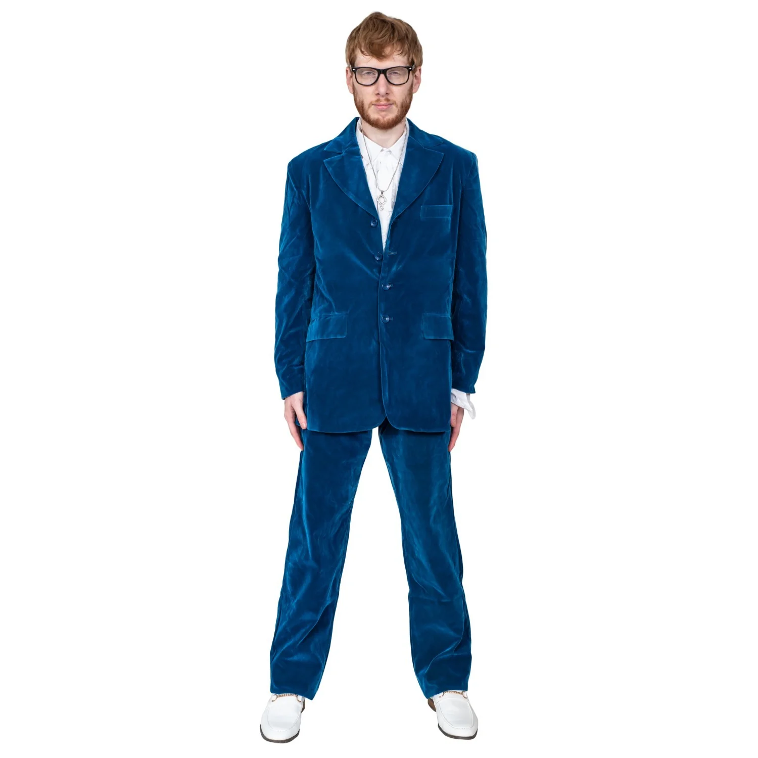 60's Groovy British Spy Funny Man Blue Suit Adult Halloween Costume Set Cosplay - Image 6