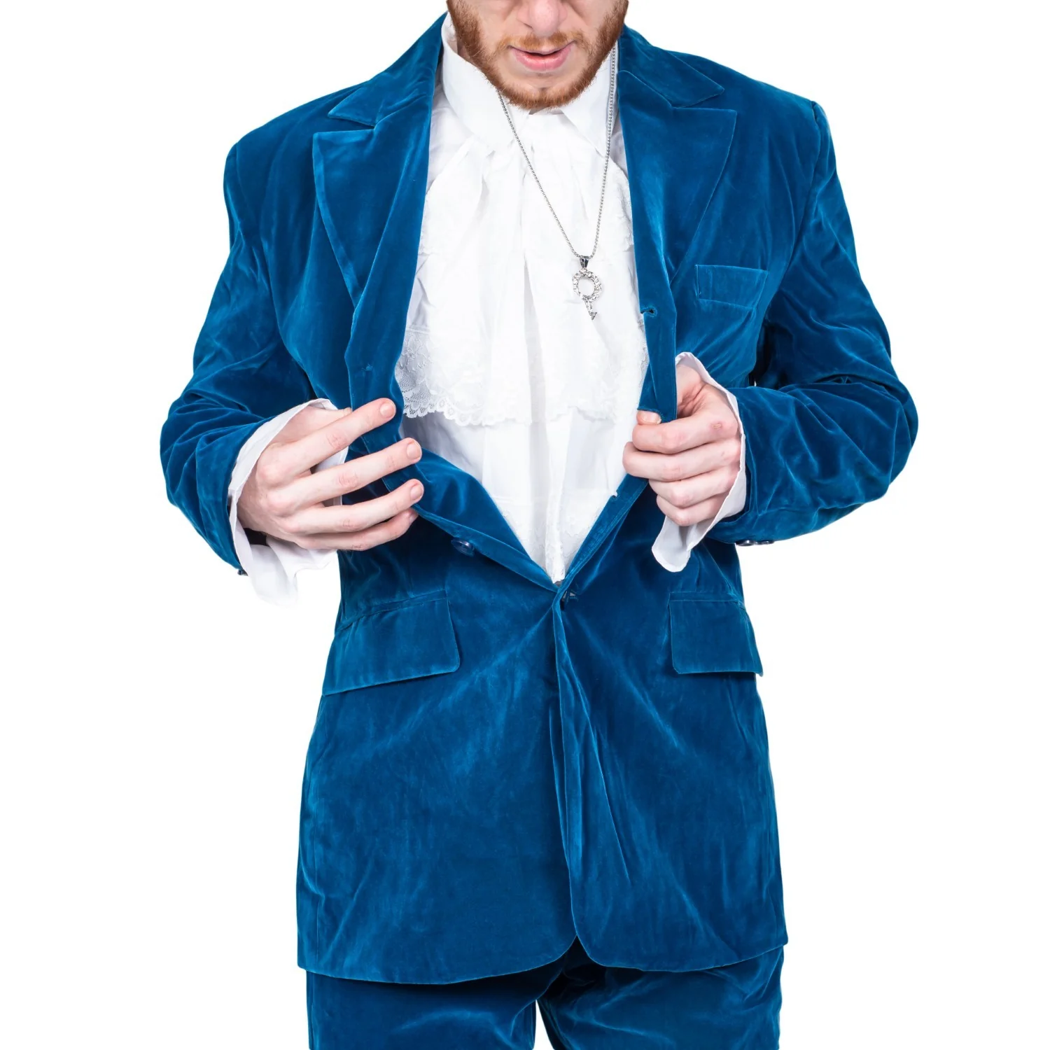 60's Groovy British Spy Funny Man Blue Suit Adult Halloween Costume Set Cosplay - Image 7