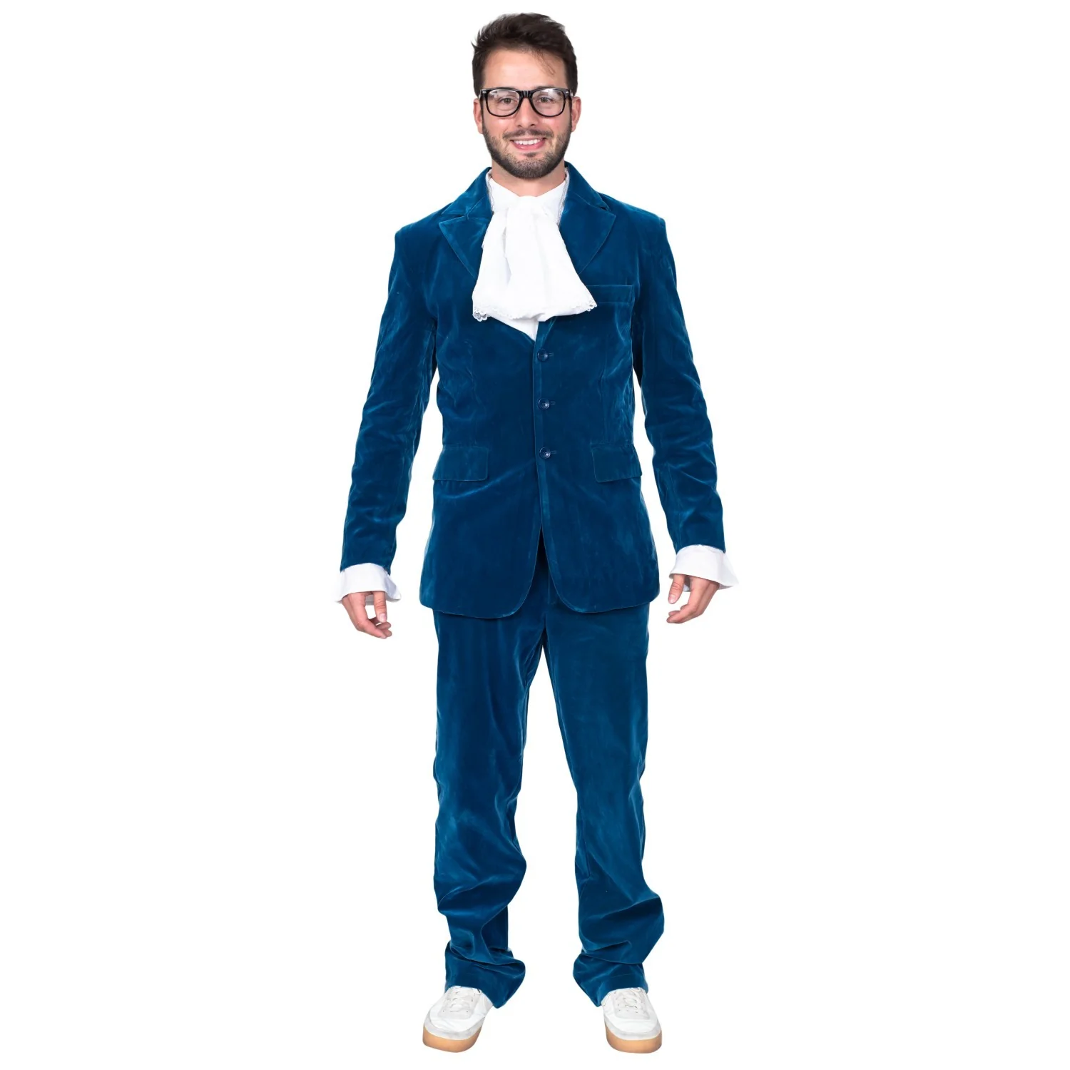 60's Groovy British Spy Funny Man Blue Suit Adult Halloween Costume Set Cosplay - Image 8