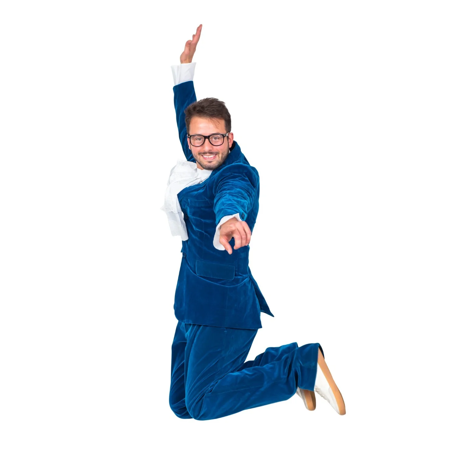 60's Groovy British Spy Funny Man Blue Suit Adult Halloween Costume Set Cosplay - Image 9