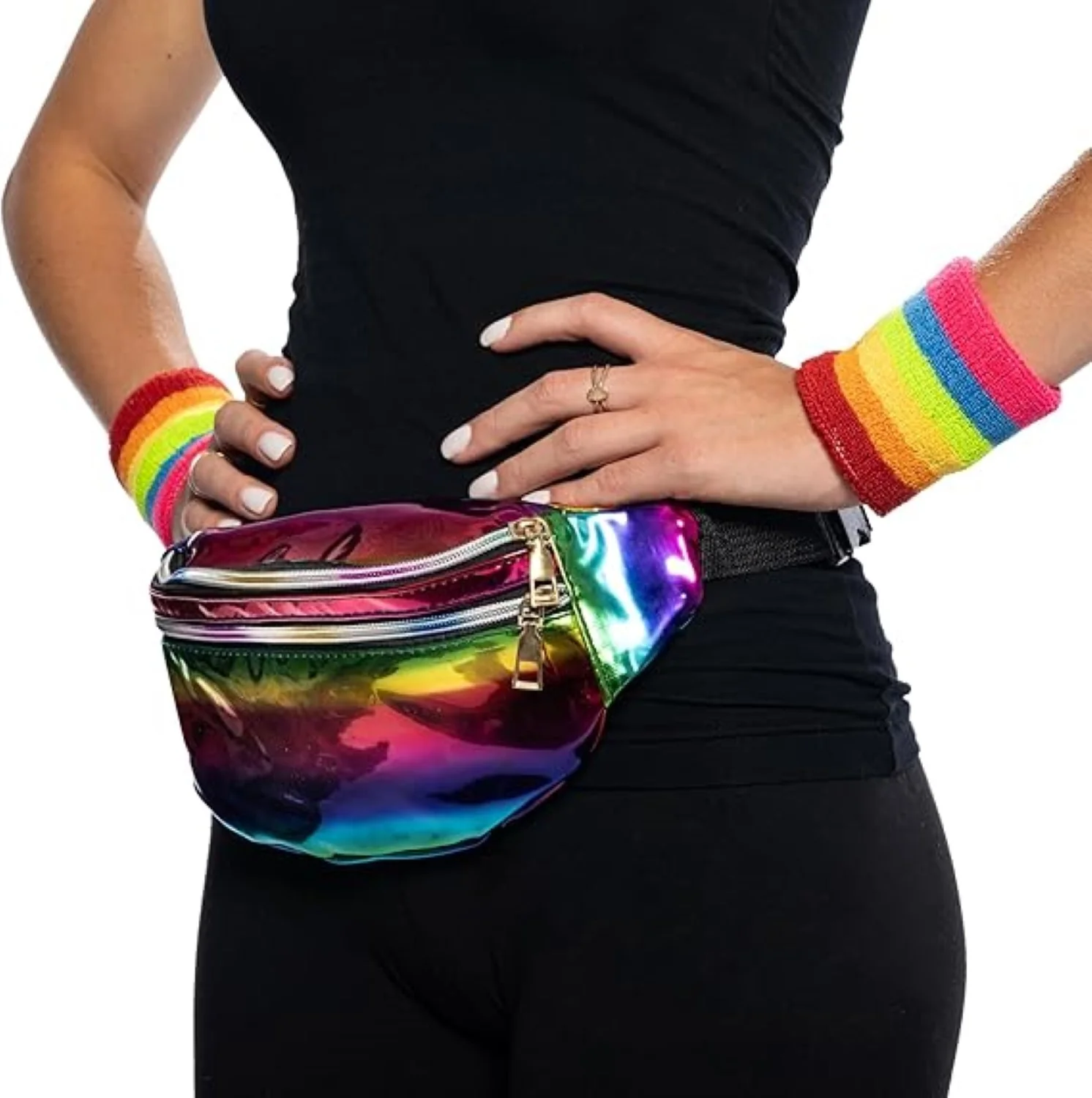 80's Retro Style Women's Aerobics Halloween Costume Cosplay Accessory Set - Image 8
