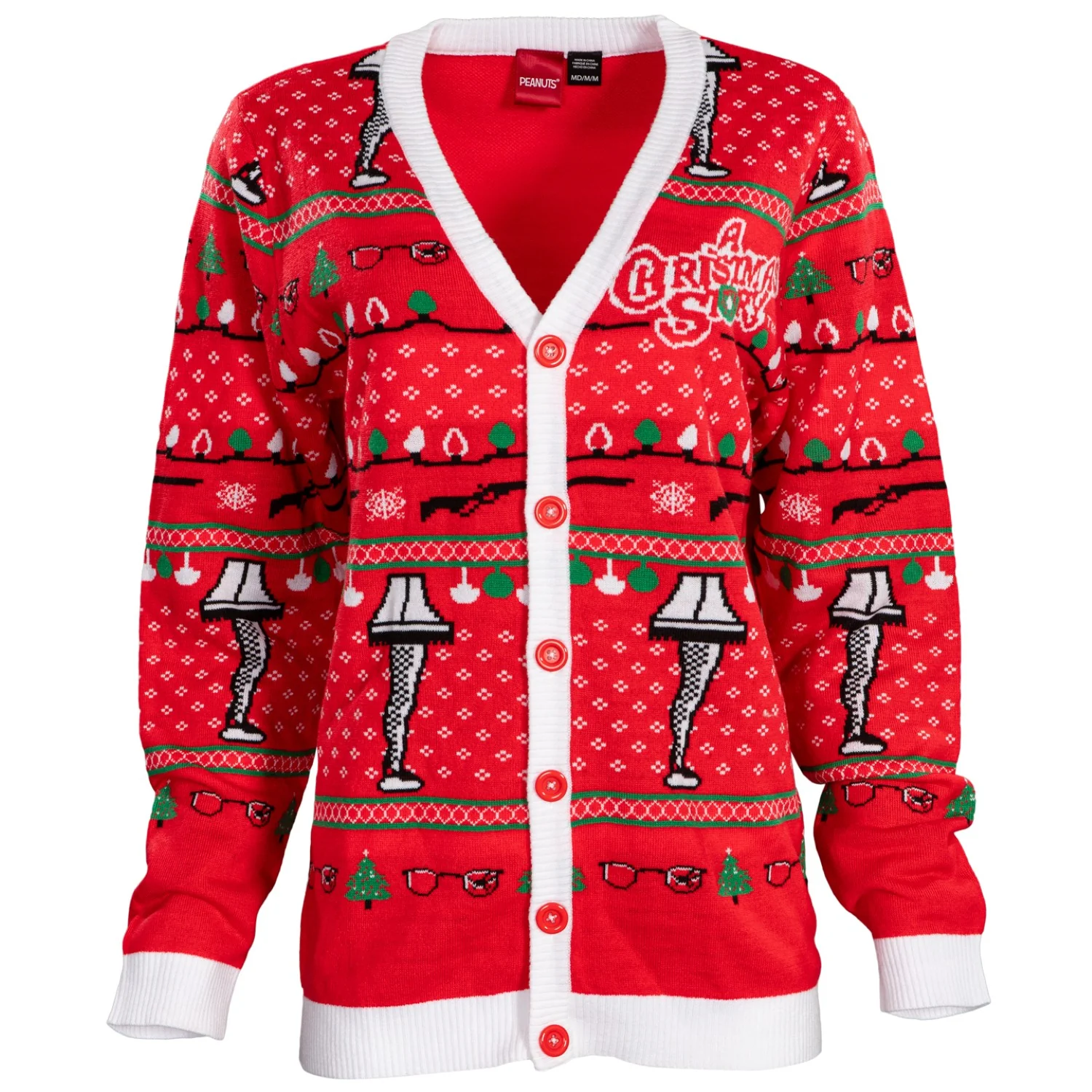 A Christmas Story Leg Lamp Button Up Cardigan Ugly Holiday Sweater - Image 2