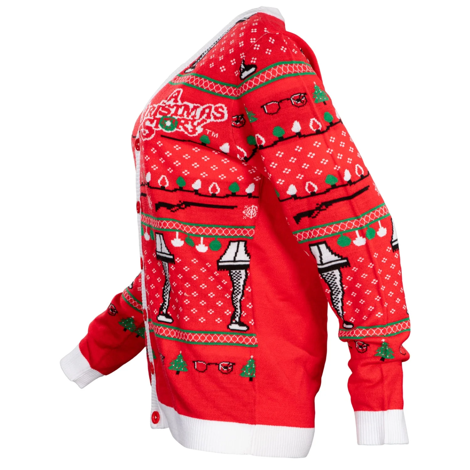 A Christmas Story Leg Lamp Button Up Cardigan Ugly Holiday Sweater - Image 3