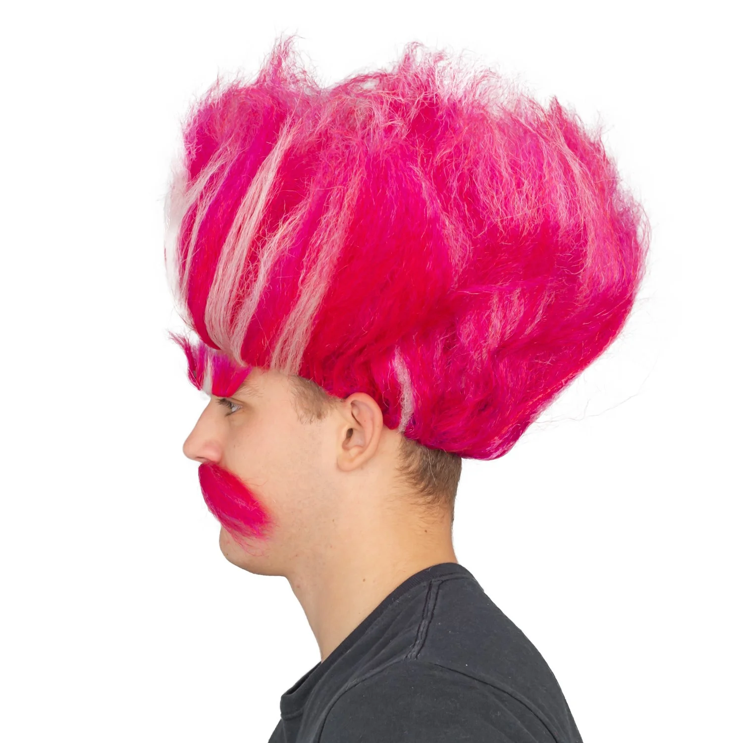 Adult Deluxe King Troll Pink Wig and Mustache Halloween Cosplay Costume Kit - Image 2