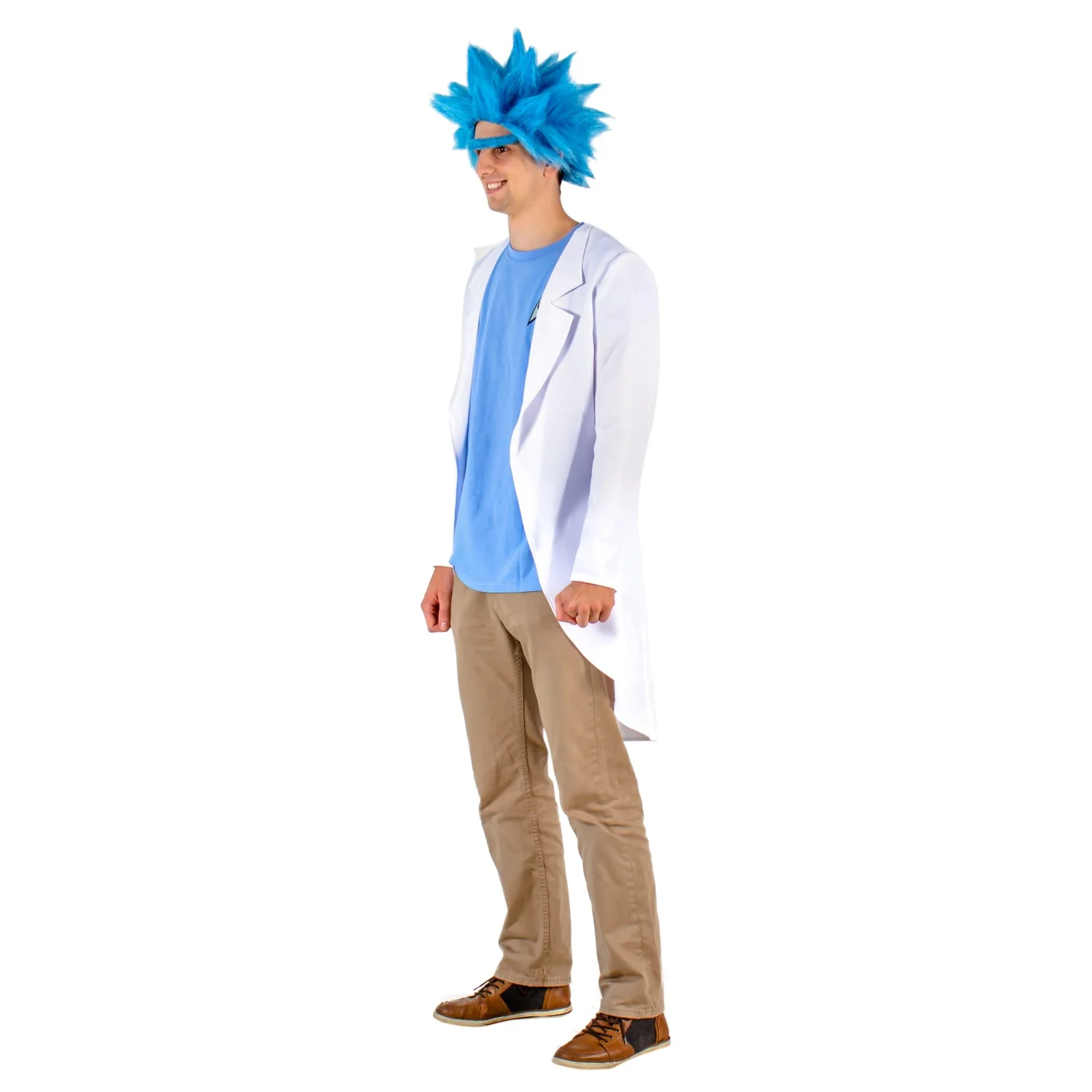Adult Deluxe Ricky Sanchez Blue Wig and Eyebrow Halloween Costume Cosplay Accessory - Image 3