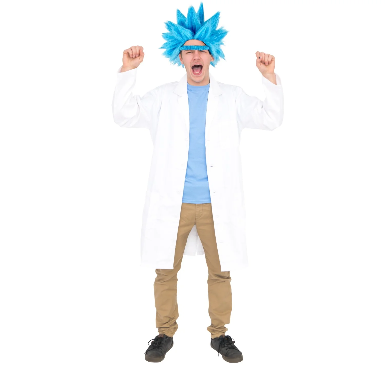 Adult Deluxe Ricky Sanchez Blue Wig and Eyebrow Halloween Costume Cosplay Accessory - Image 6