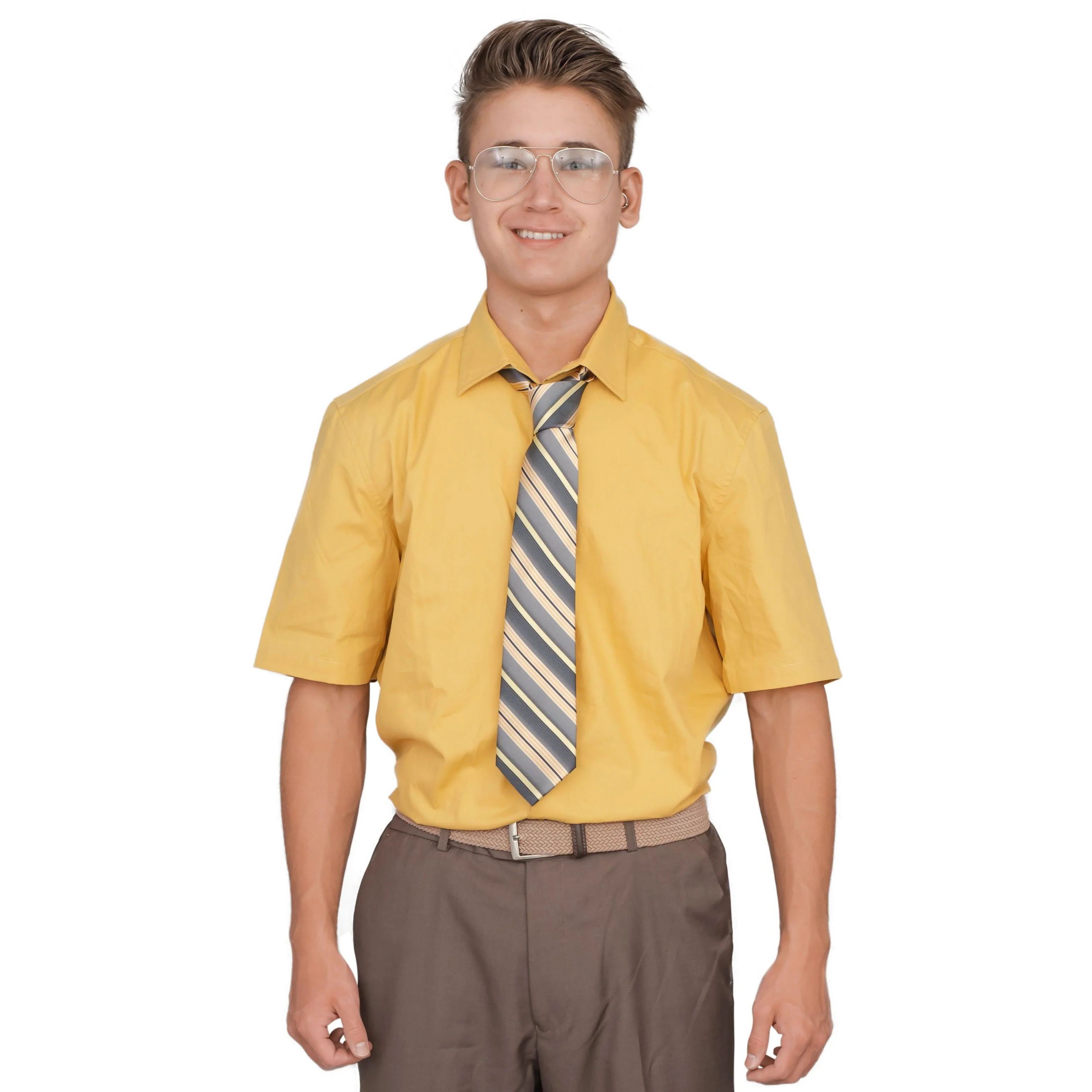 Adult Halloween Costume Office Schrute Short Sleeve T-Shirt and Tie - Image 4