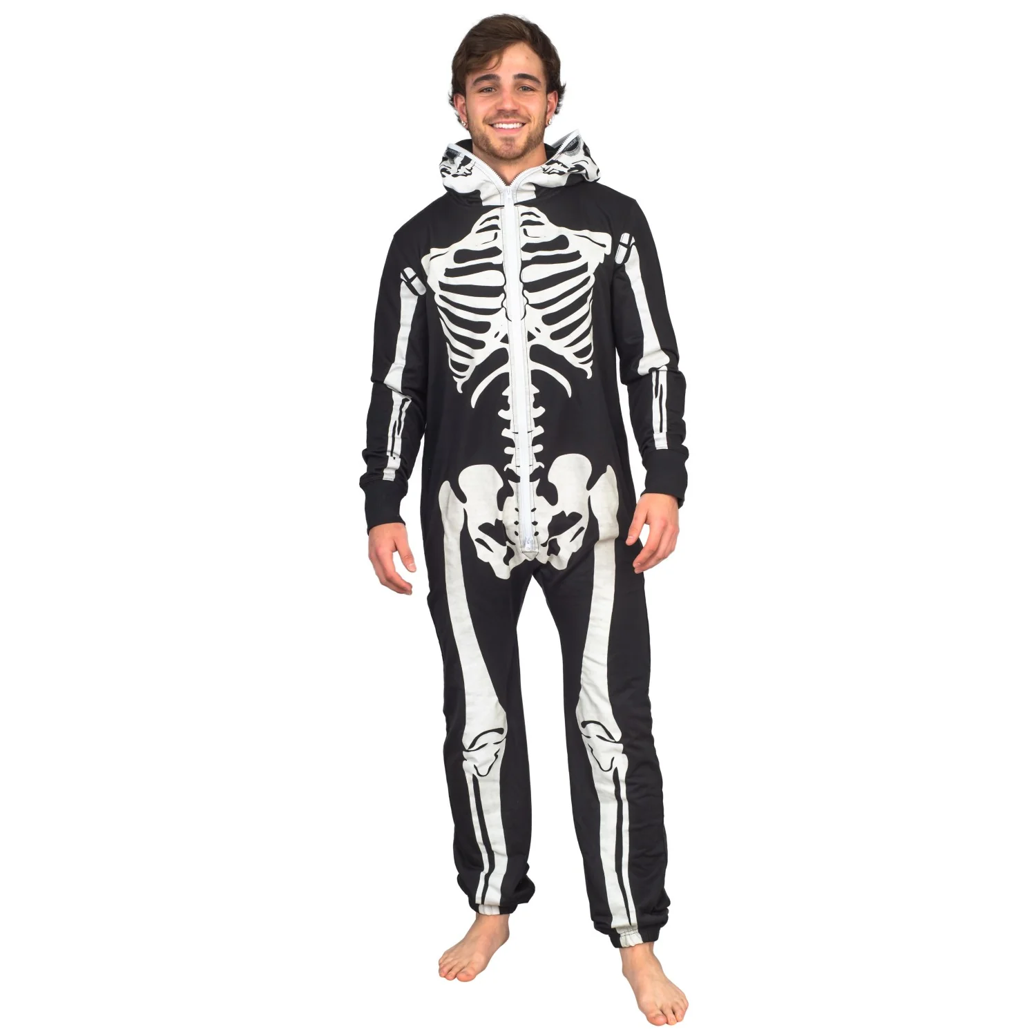 Adult Halloween Skeleton Cosplay Costume Glow in Dark Jumpsuit - Image 2