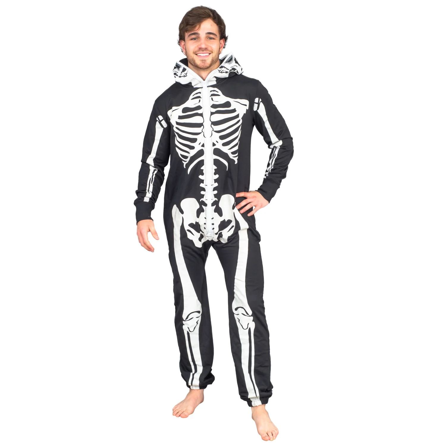 Adult Halloween Skeleton Cosplay Costume Glow in Dark Jumpsuit - Image 3