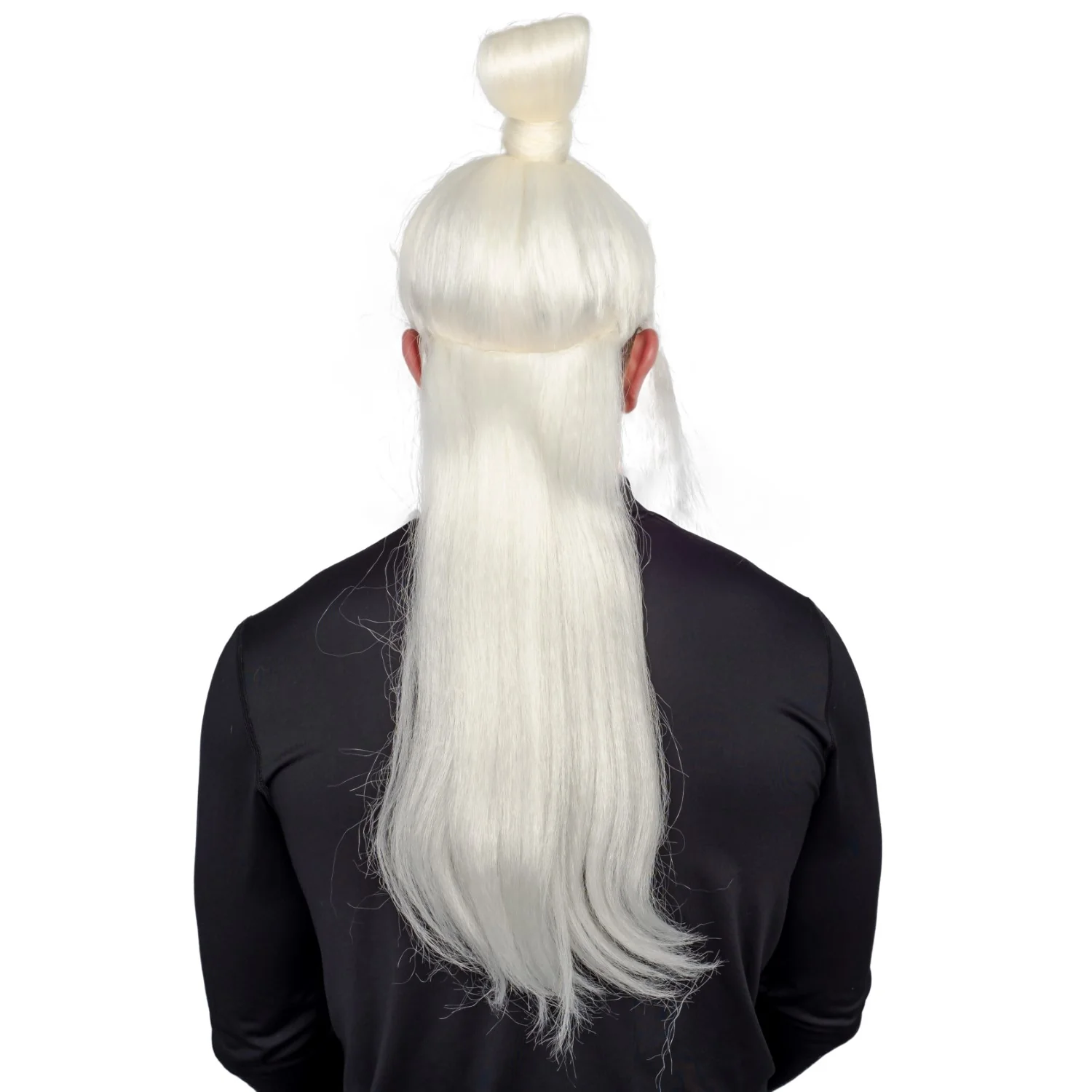Adult Halloween Martial Arts White Fu Manchu Beard and Wig Costume Accessory - Image 4