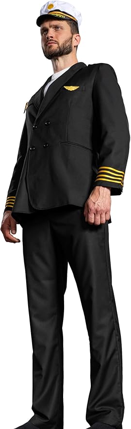Adult Men's Pilots Uniform Halloween Cosplay Costume Deluxe Set - Image 3