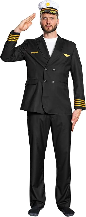 Adult Men's Pilots Uniform Halloween Cosplay Costume Deluxe Set - Image 4