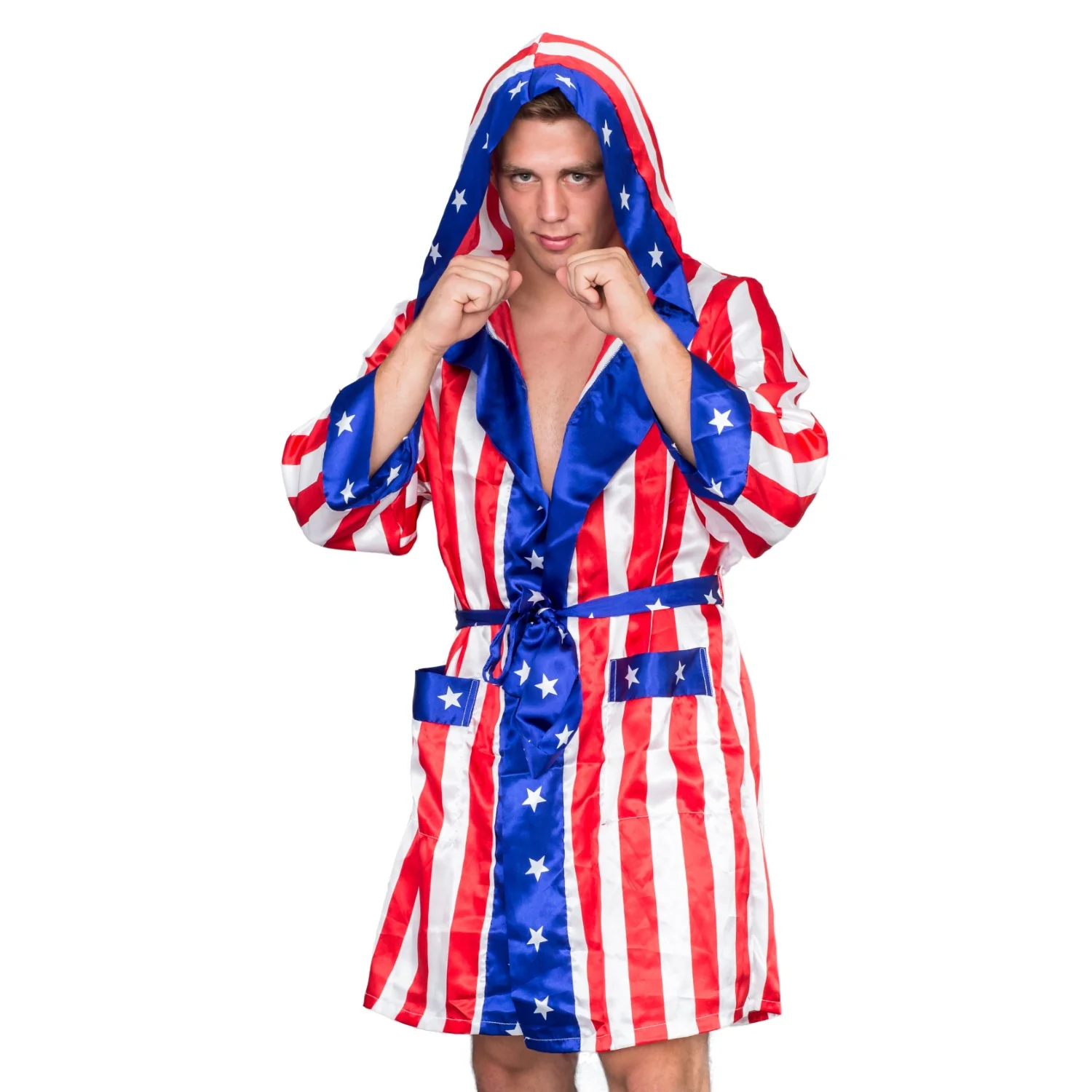 Adult Satin American Flag Robe Movie Boxer Halloween Cosplay Costume Replica Robe - Image 3