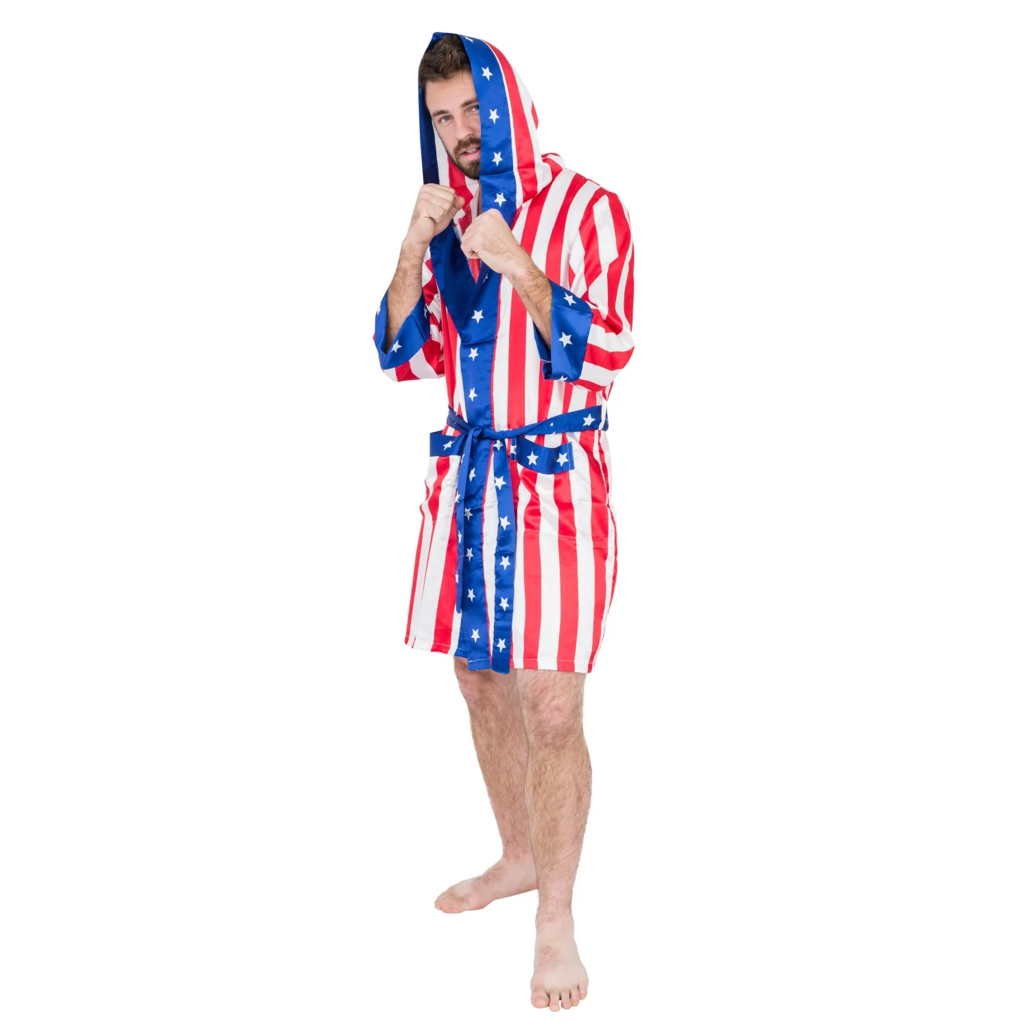 Adult Satin American Flag Robe Movie Boxer Halloween Cosplay Costume Replica Robe - Image 6