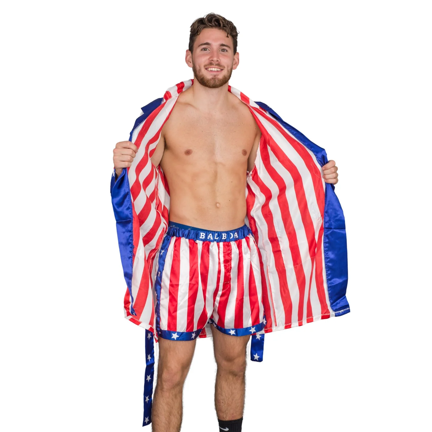 Adult Satin American Flag Robe Movie Boxer Halloween Cosplay Costume Replica Robe - Image 7
