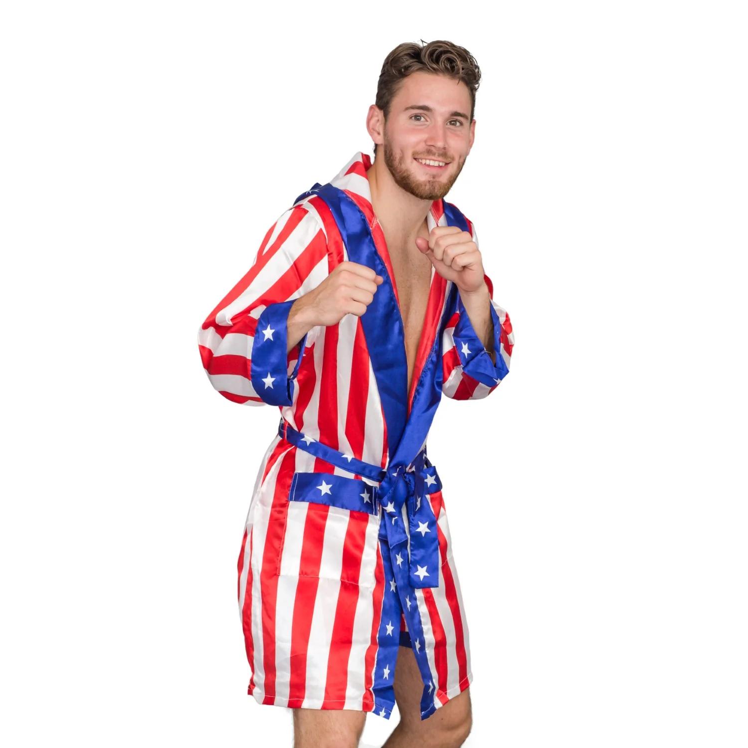 Adult Satin American Flag Robe Movie Boxer Halloween Cosplay Costume Replica Robe - Image 8