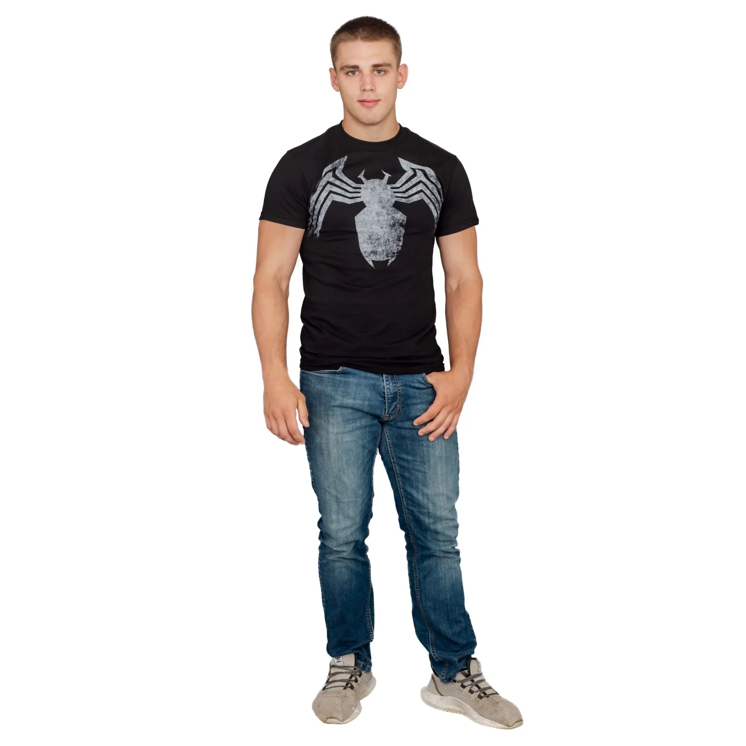 Adult Unisex Spider-Man Venom Spider Legs Faded Black T-shirt - Image 2