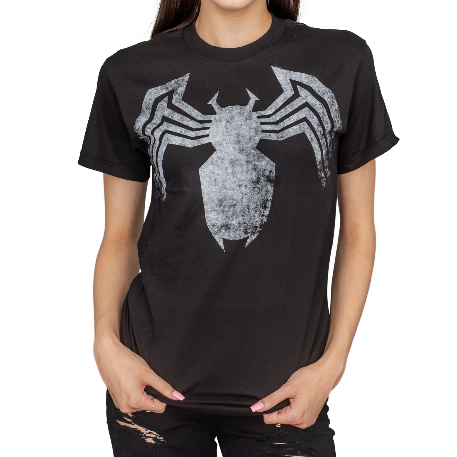 Adult Unisex Spider-Man Venom Spider Legs Faded Black T-shirt - Image 3