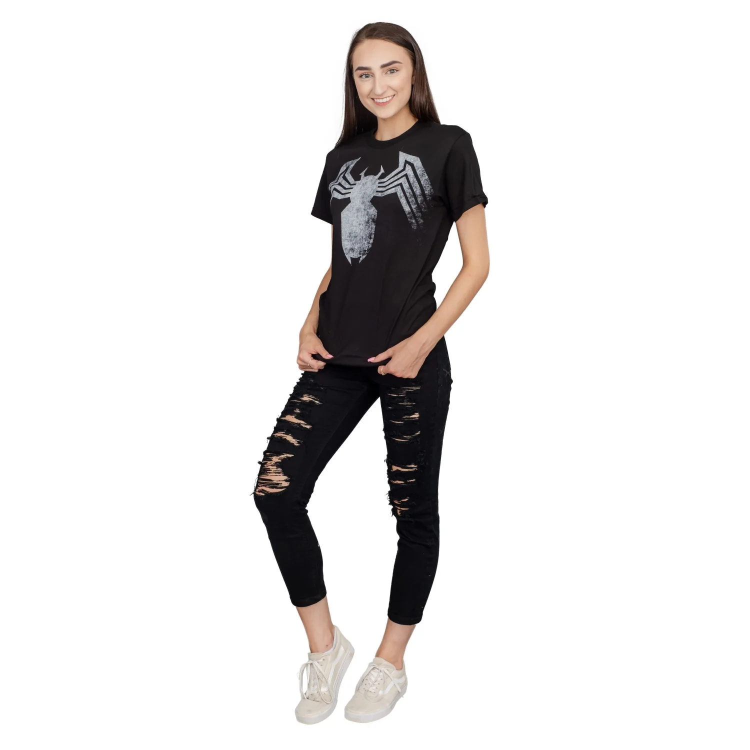 Adult Unisex Spider-Man Venom Spider Legs Faded Black T-shirt - Image 4