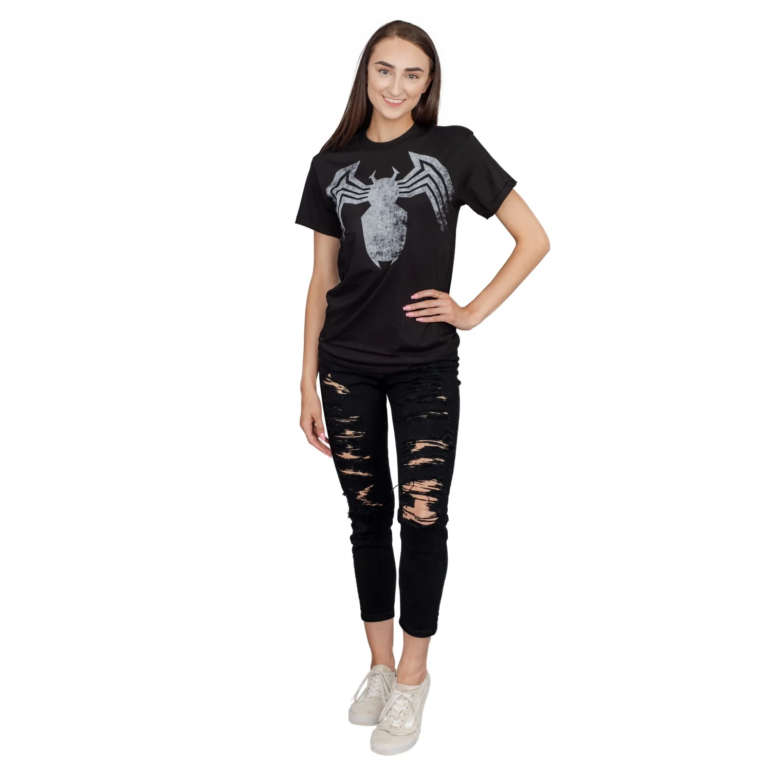 Adult Unisex Spider-Man Venom Spider Legs Faded Black T-shirt - Image 5