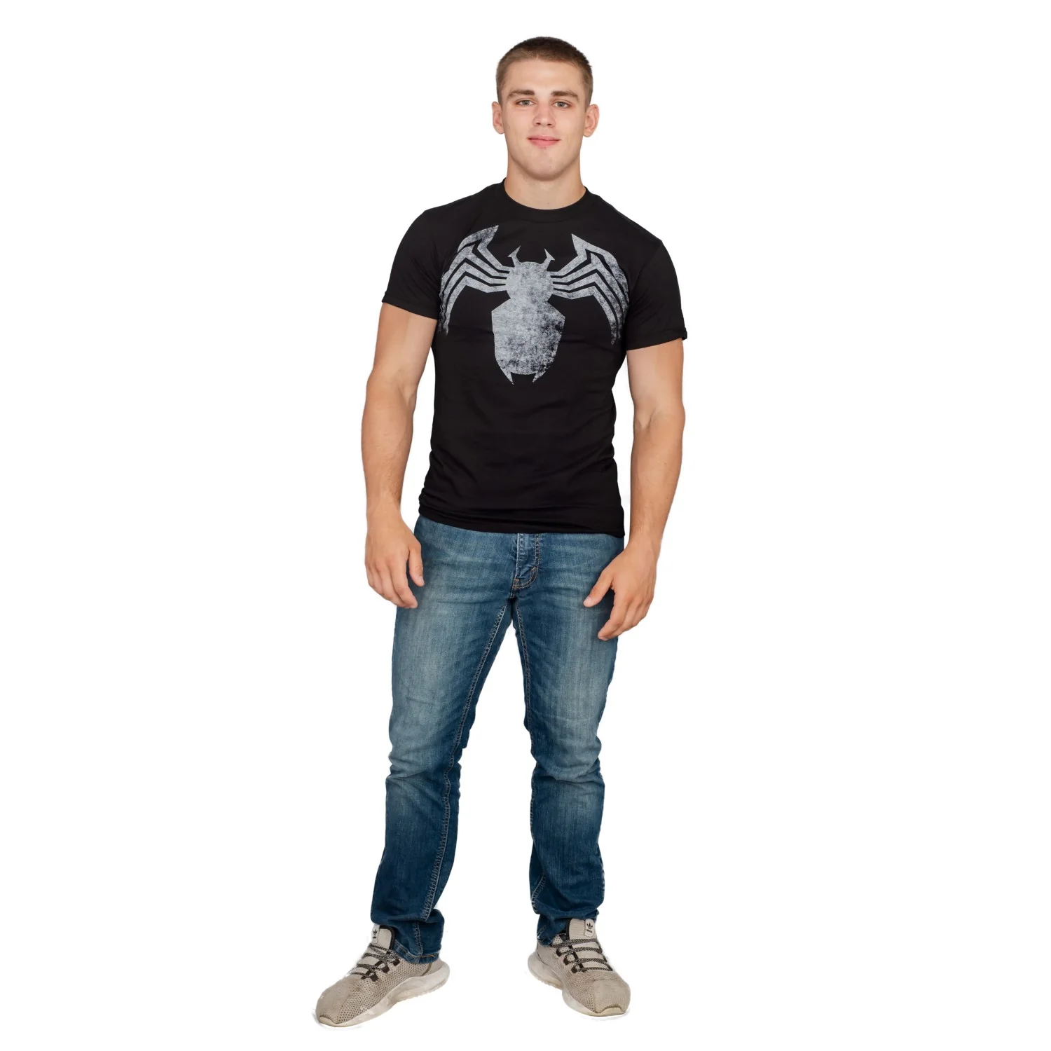 Adult Unisex Spider-Man Venom Spider Legs Faded Black T-shirt - Image 7