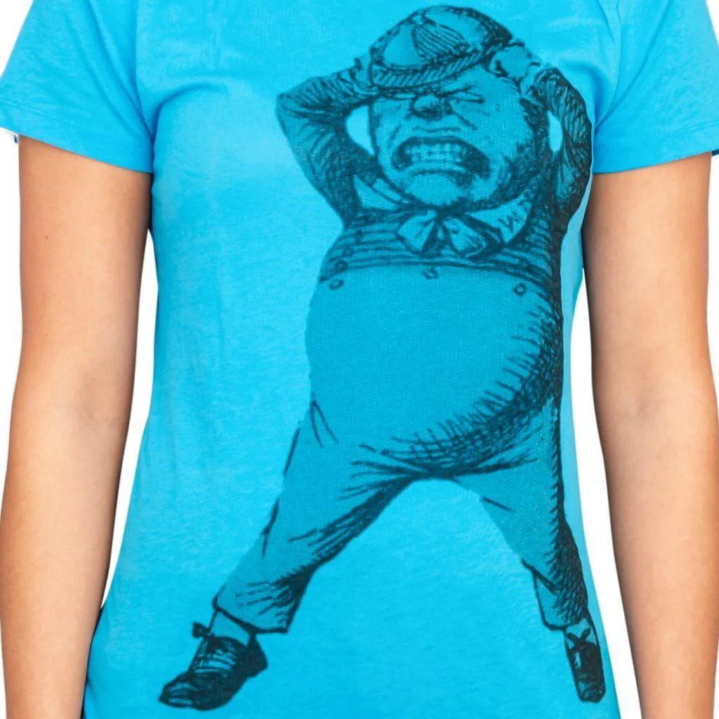 Alice In Wonderland Tweedle Dee Dum Juniors Turquoise T-shirt Tee - Image 4