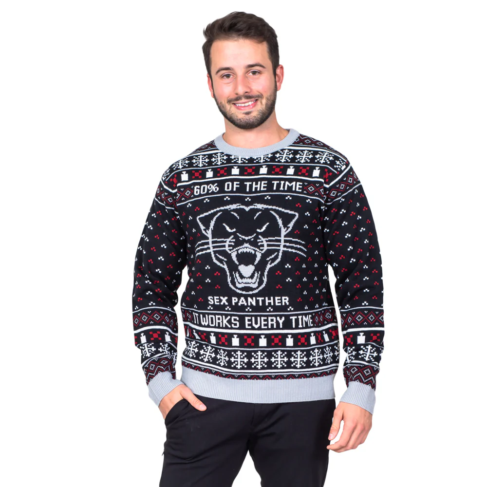 Anchorman Movie Panther Black Ugly Christmas Sweater - Image 2