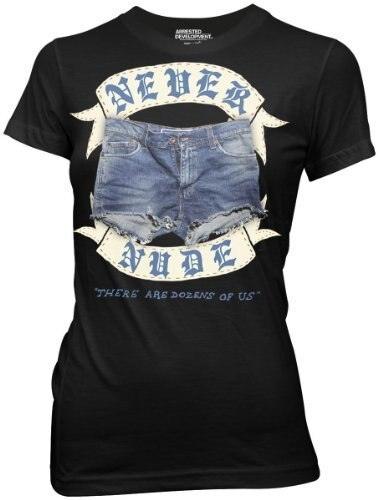 Arrested Development Never Nude Juniors Black T-shirt