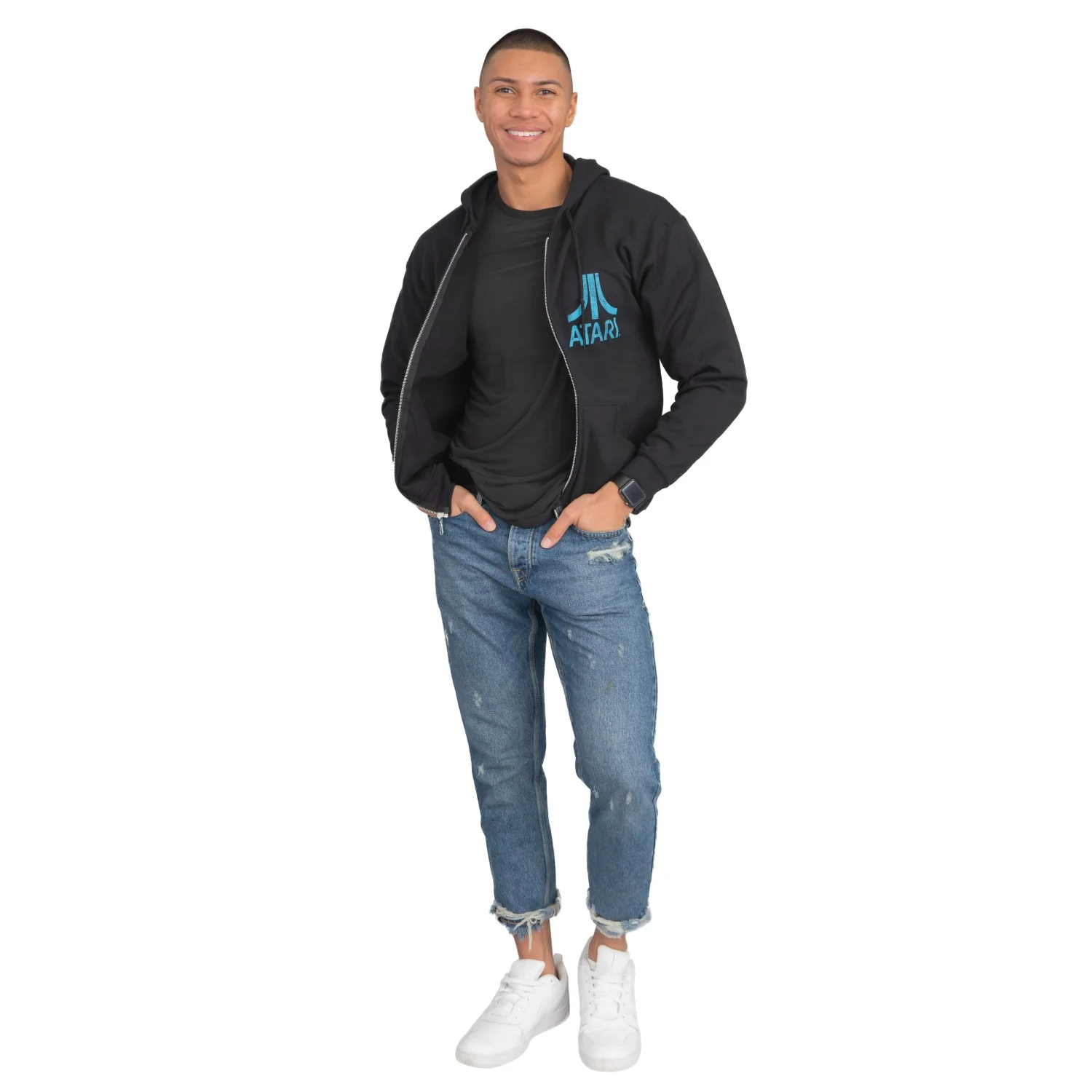 Atari Adult Unisex Back & Chest Square Logo Zip Up Hoodie - Image 2