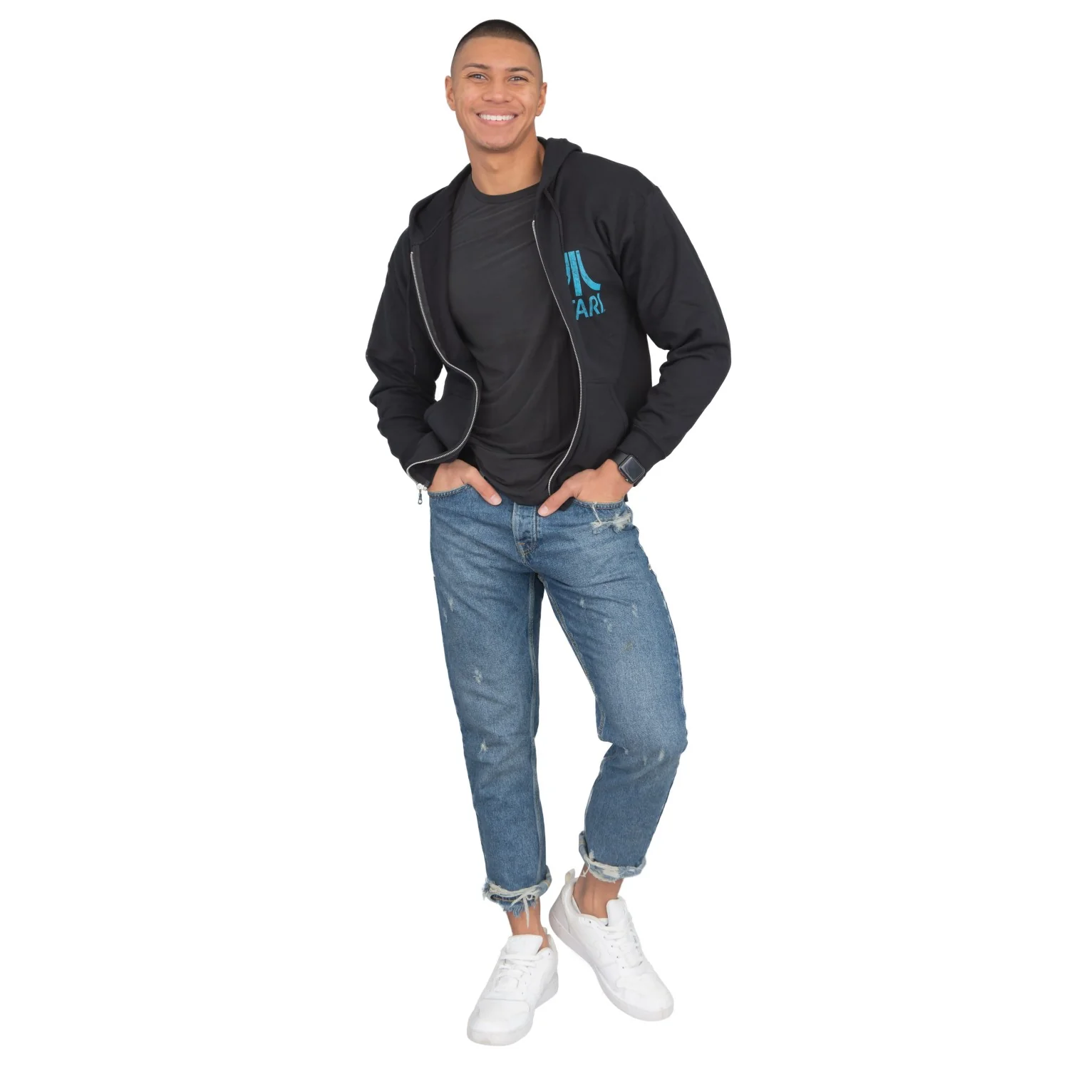 Atari Adult Unisex Back & Chest Square Logo Zip Up Hoodie - Image 4