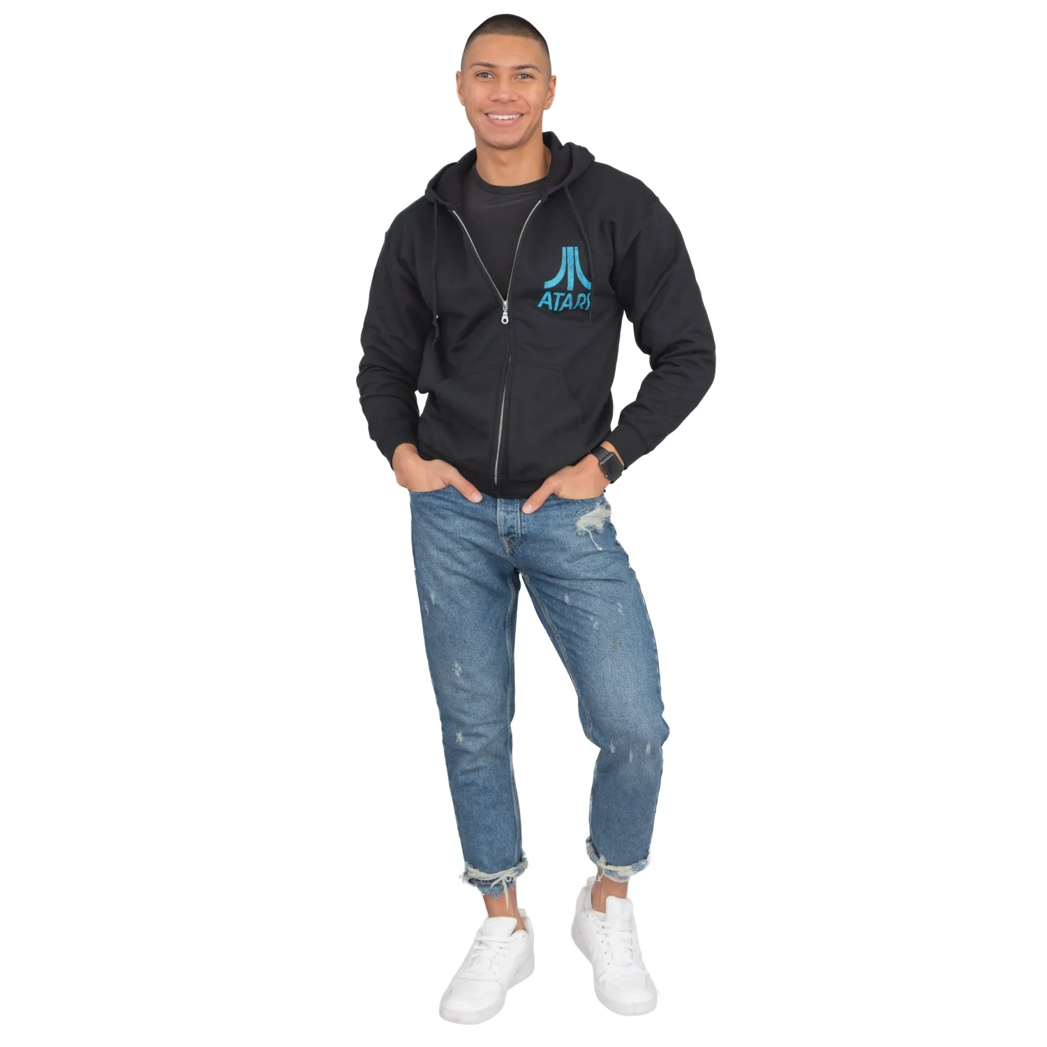 Atari Adult Unisex Back & Chest Square Logo Zip Up Hoodie - Image 5