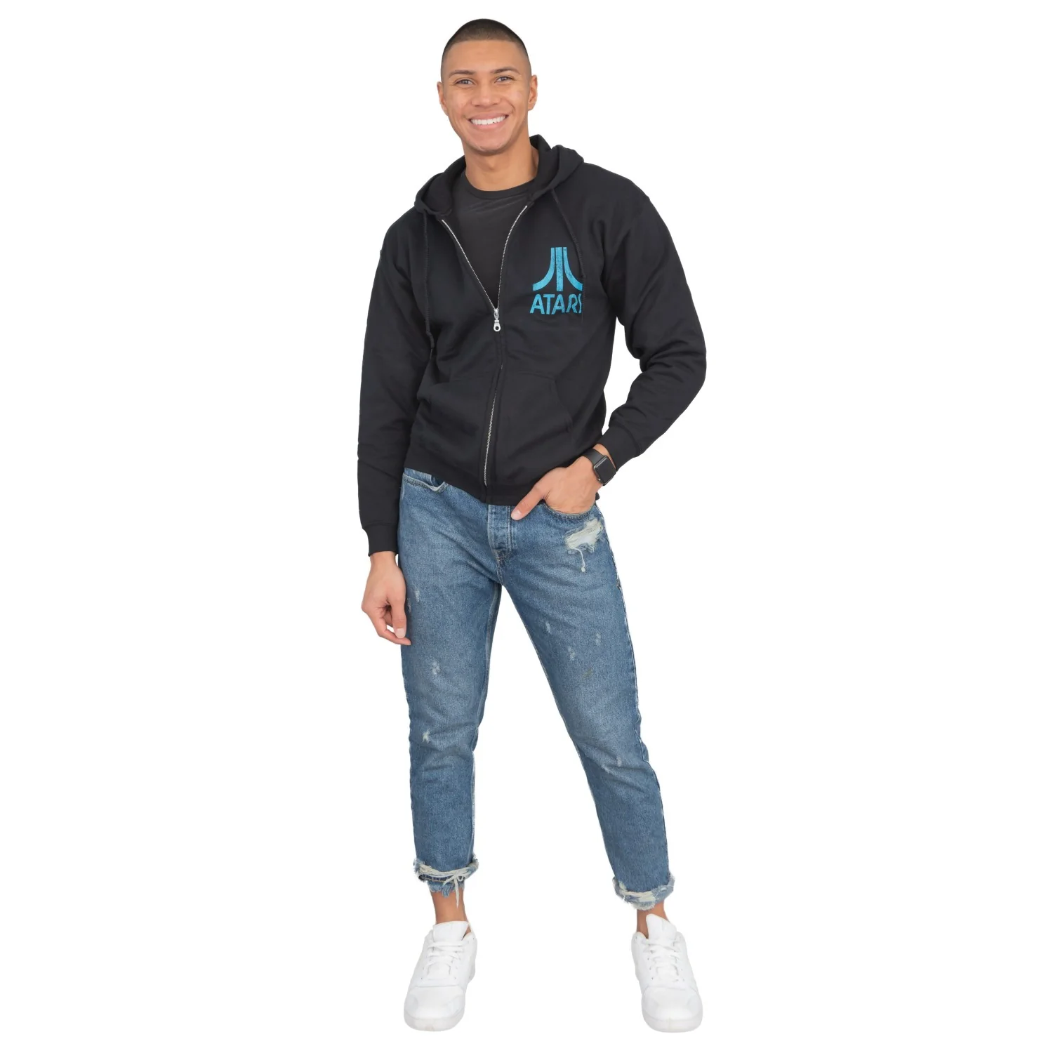 Atari Adult Unisex Back & Chest Square Logo Zip Up Hoodie - Image 6