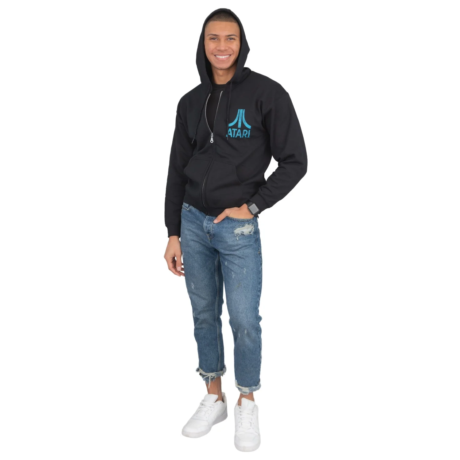 Atari Adult Unisex Back & Chest Square Logo Zip Up Hoodie - Image 7