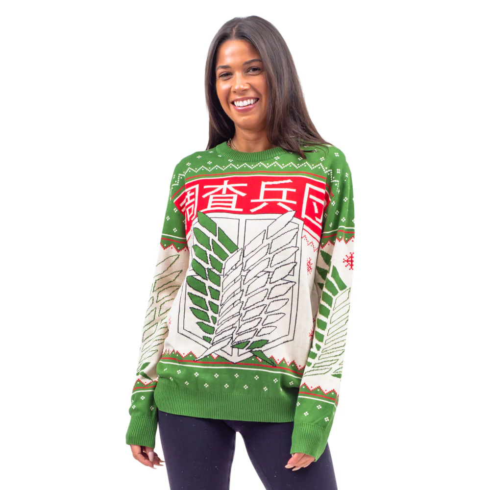 Attack on Titan 4 Kanji and Swords Ugly Christmas Sweater - Image 2