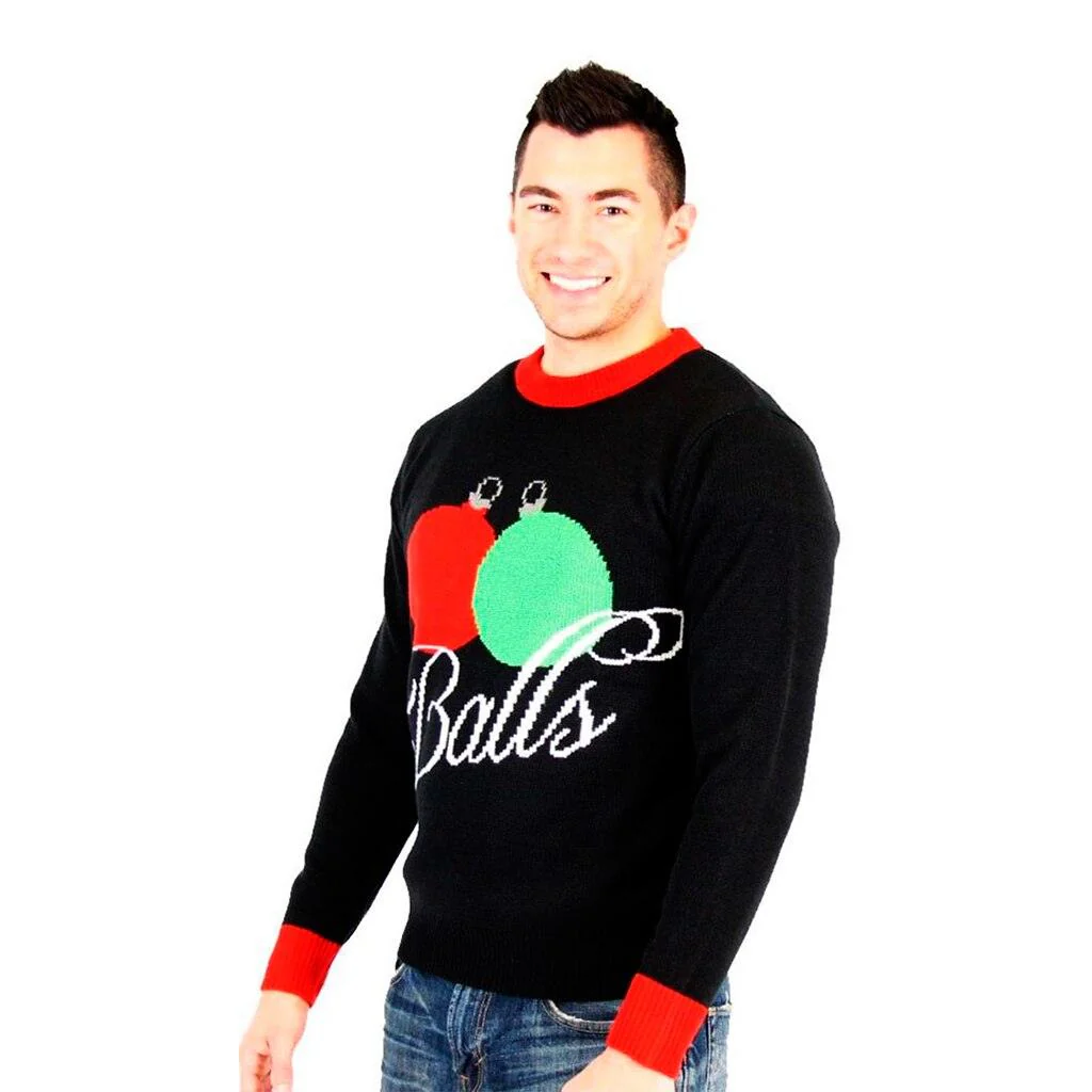 Balls Holiday Ornaments Tacky Ugly Christmas Xmas Sweater - Image 2