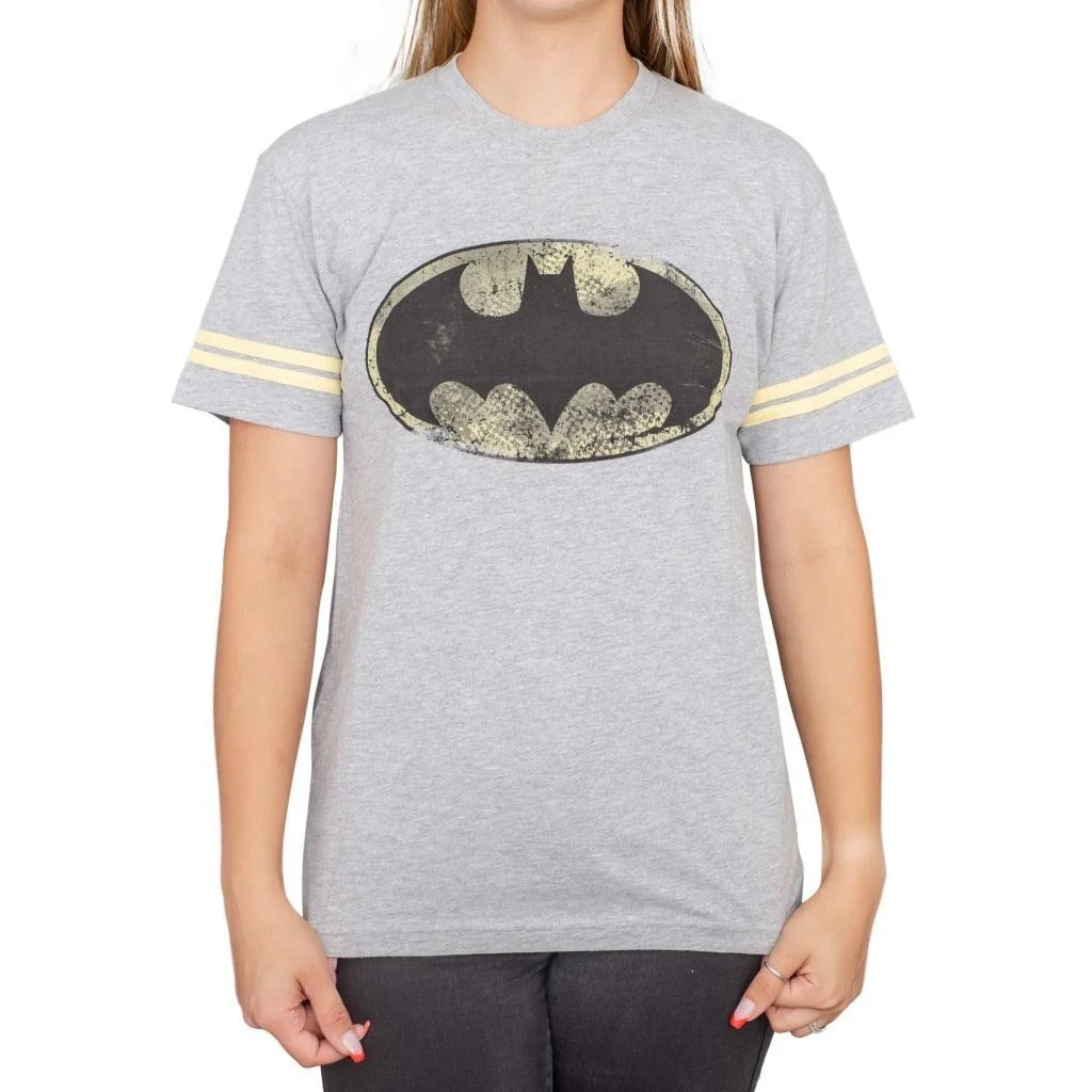 Batman Distressed Logo Striped Sleeves T-shirt - Image 2