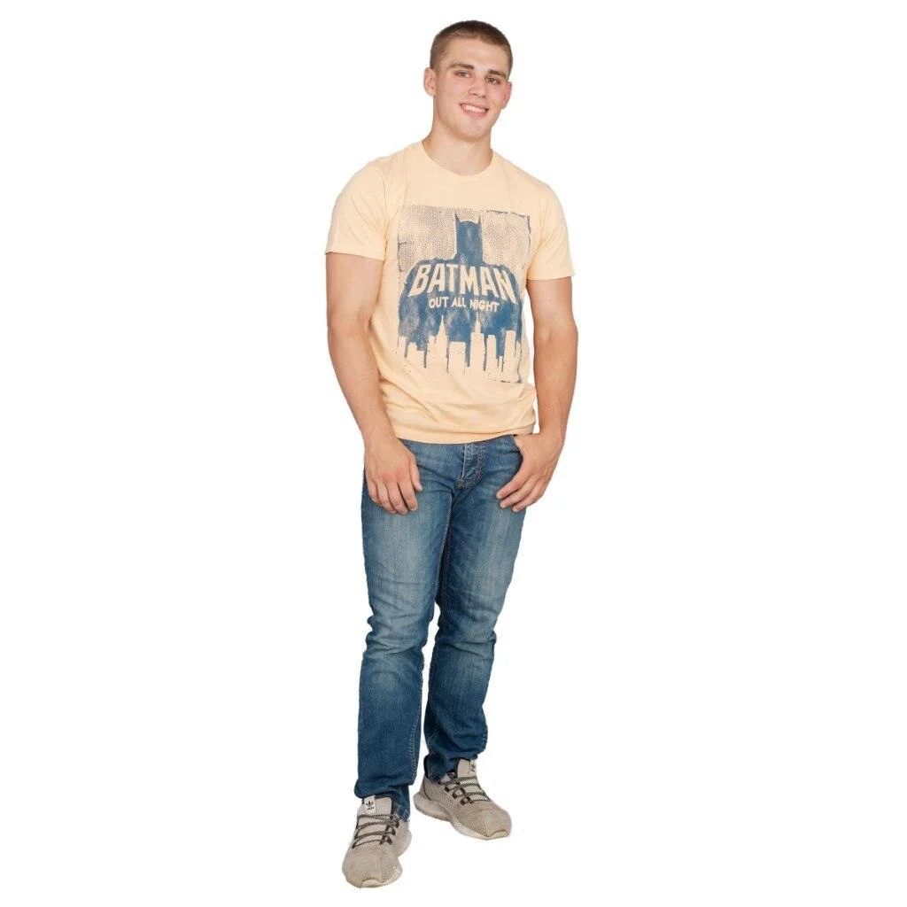 Batman Out All Night Beach Peach Adult Tee - Image 4
