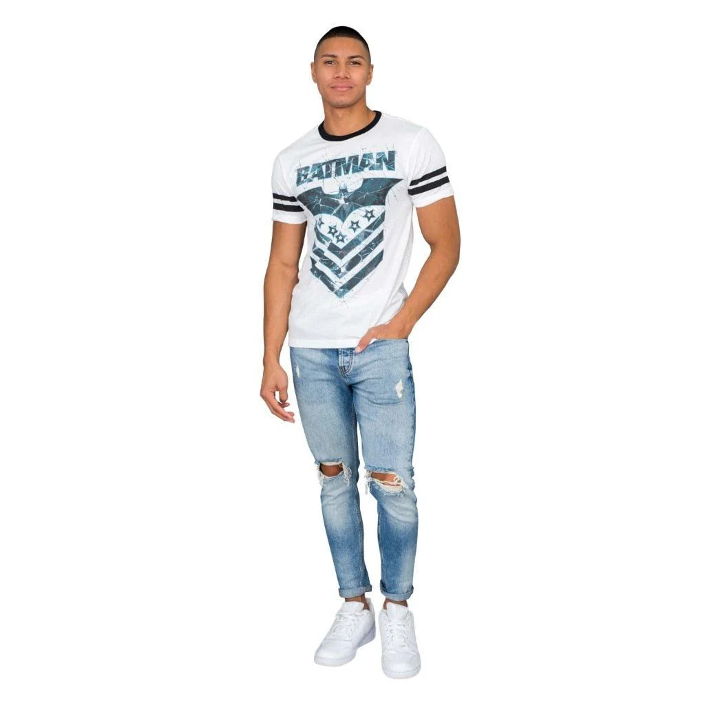 Batman The Dark Knight Arrow Logo White Mens T-Shirt - Image 3