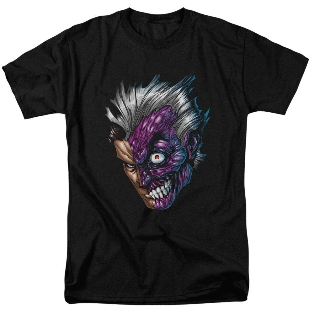 Batman Two-Face 2-Face Just Face Black Adult T-shirt Tee