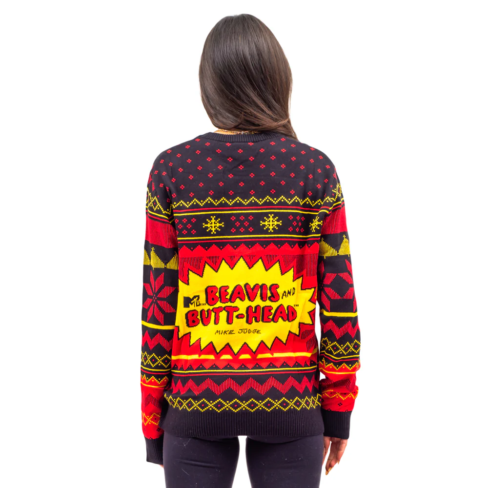 1990s Music TV Cartoon Character Dudes Rock and Roll Three Color Ugly Christmas Sweater - Image 3