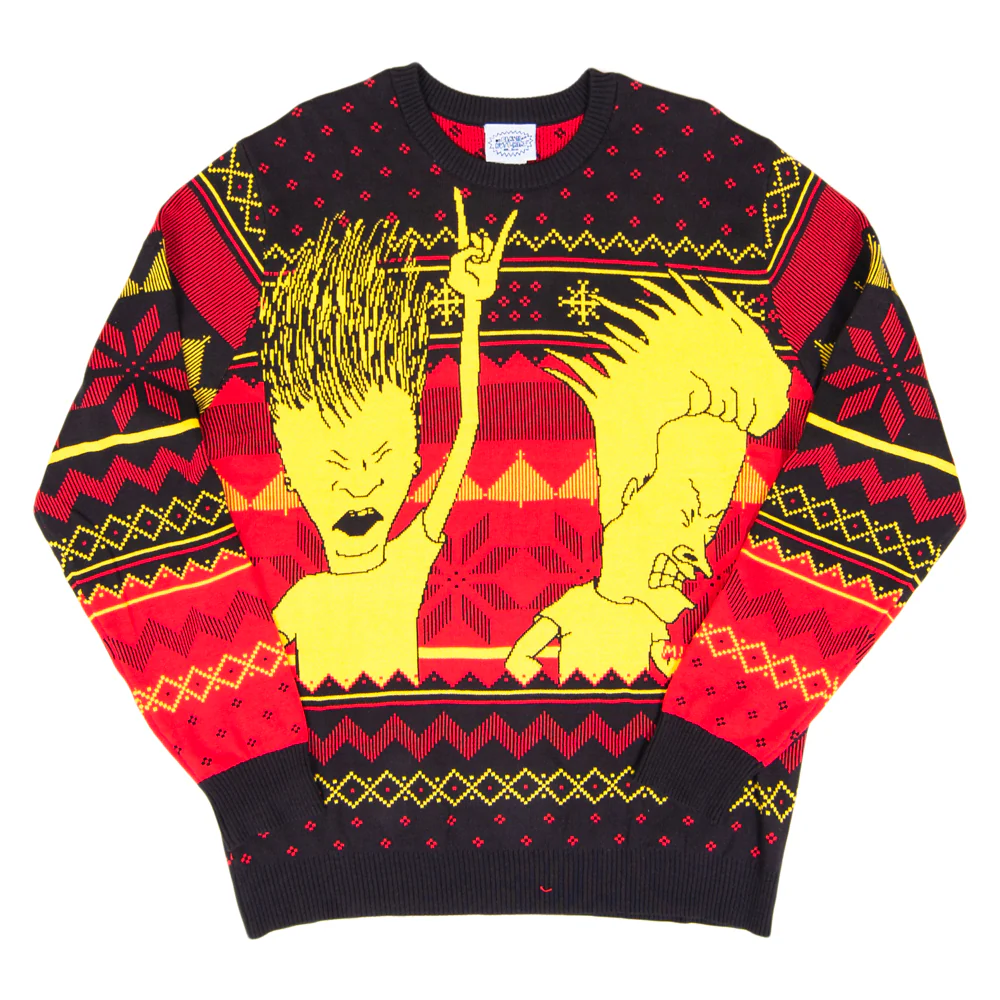 1990s Music TV Cartoon Character Dudes Rock and Roll Three Color Ugly Christmas Sweater - Image 4