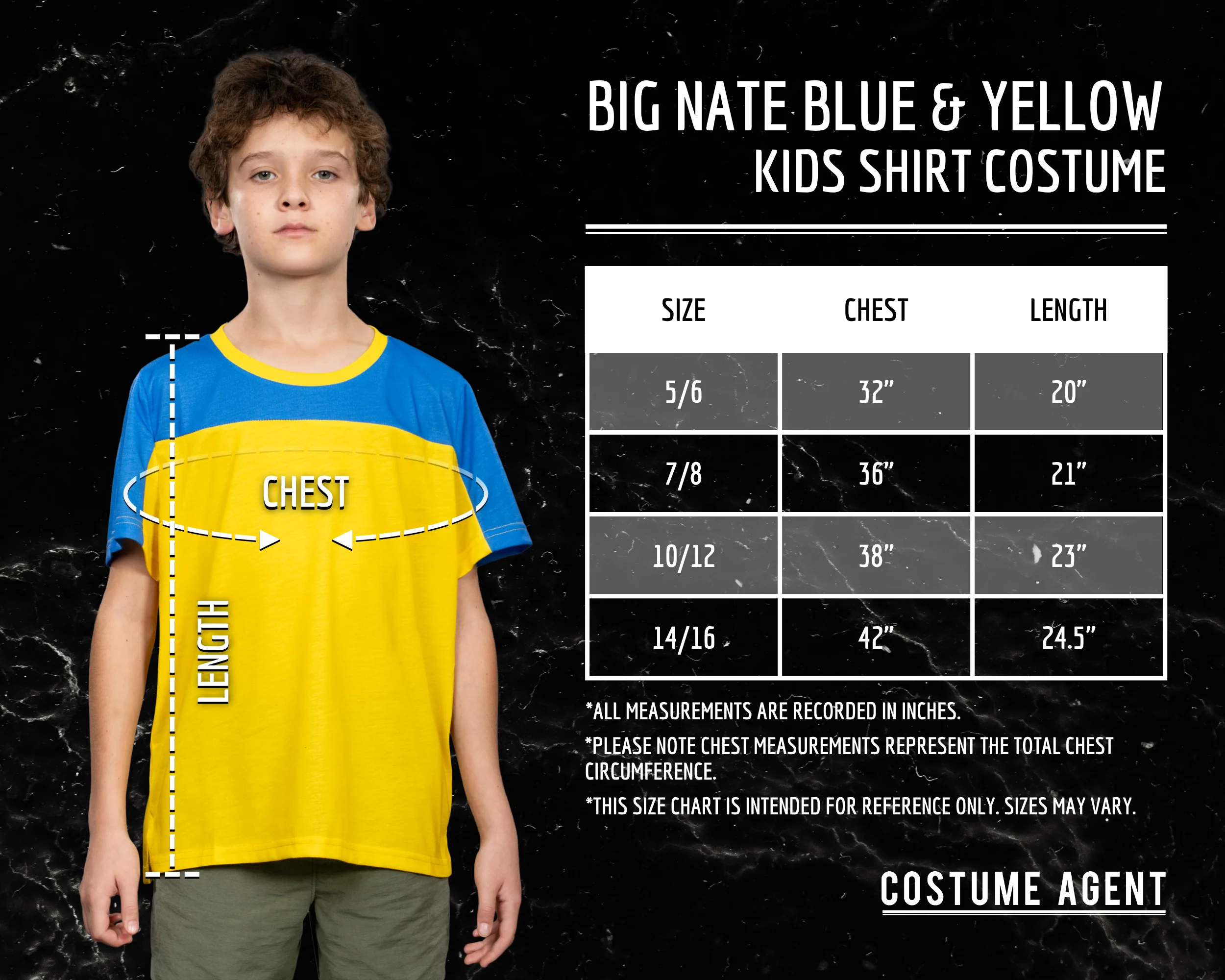 Big Nate Blue & Yellow Kids Shirt Halloween Costume Cosplay - Image 2
