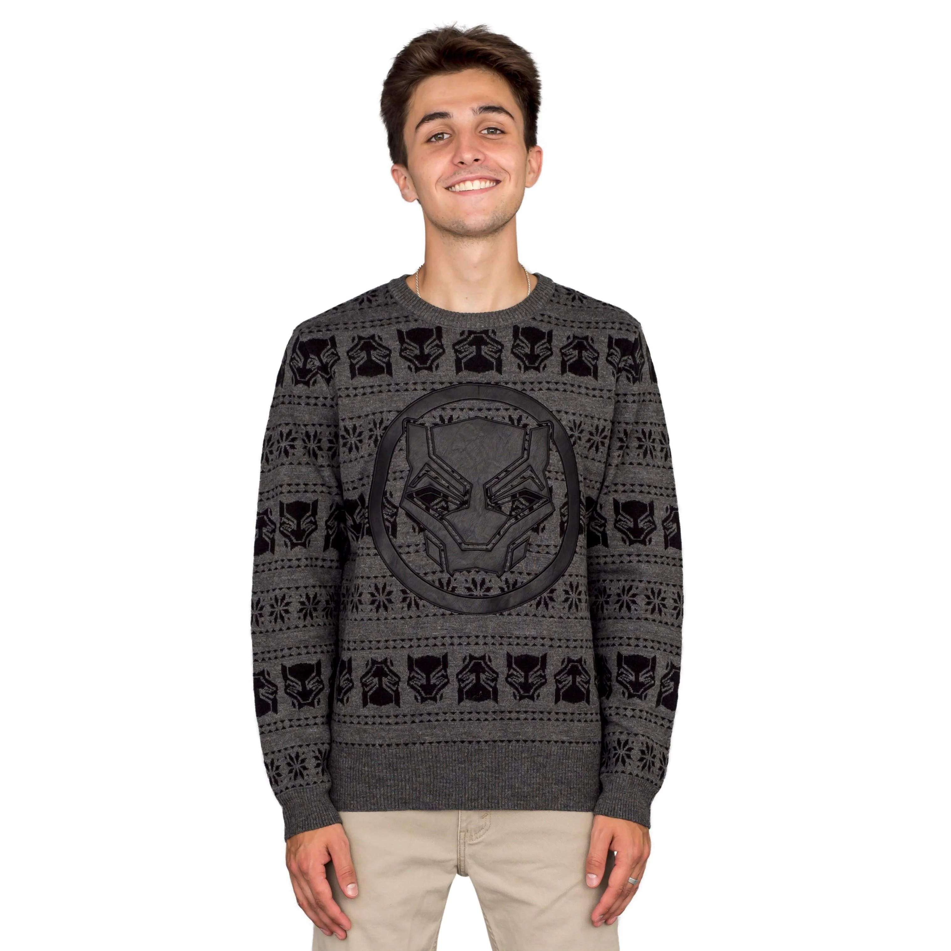 Black Panther Logo Adult Ugly Christmas Sweater - Image 2