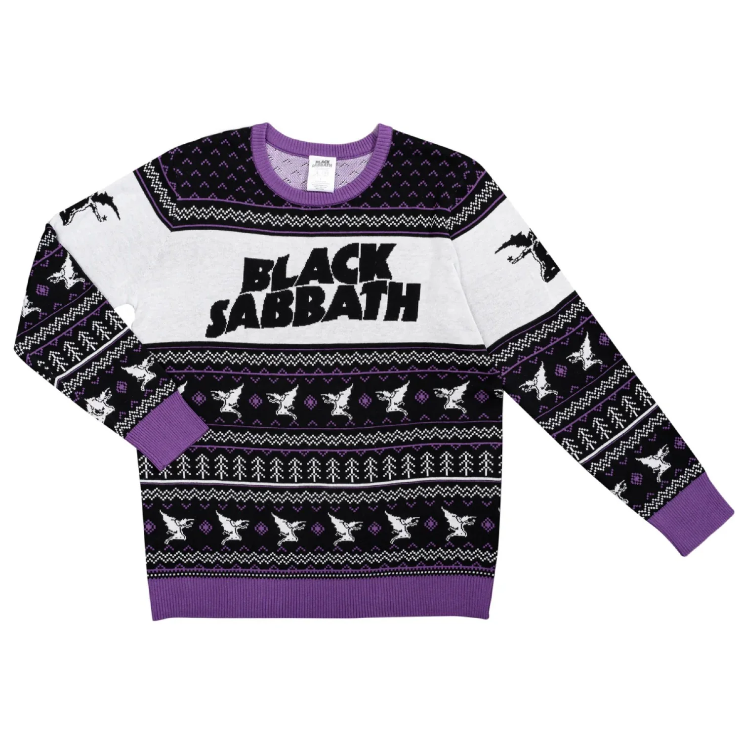 Black Sabbath Flying Demon Record Label Adult Unisex Ugly Christmas Sweater - Image 3
