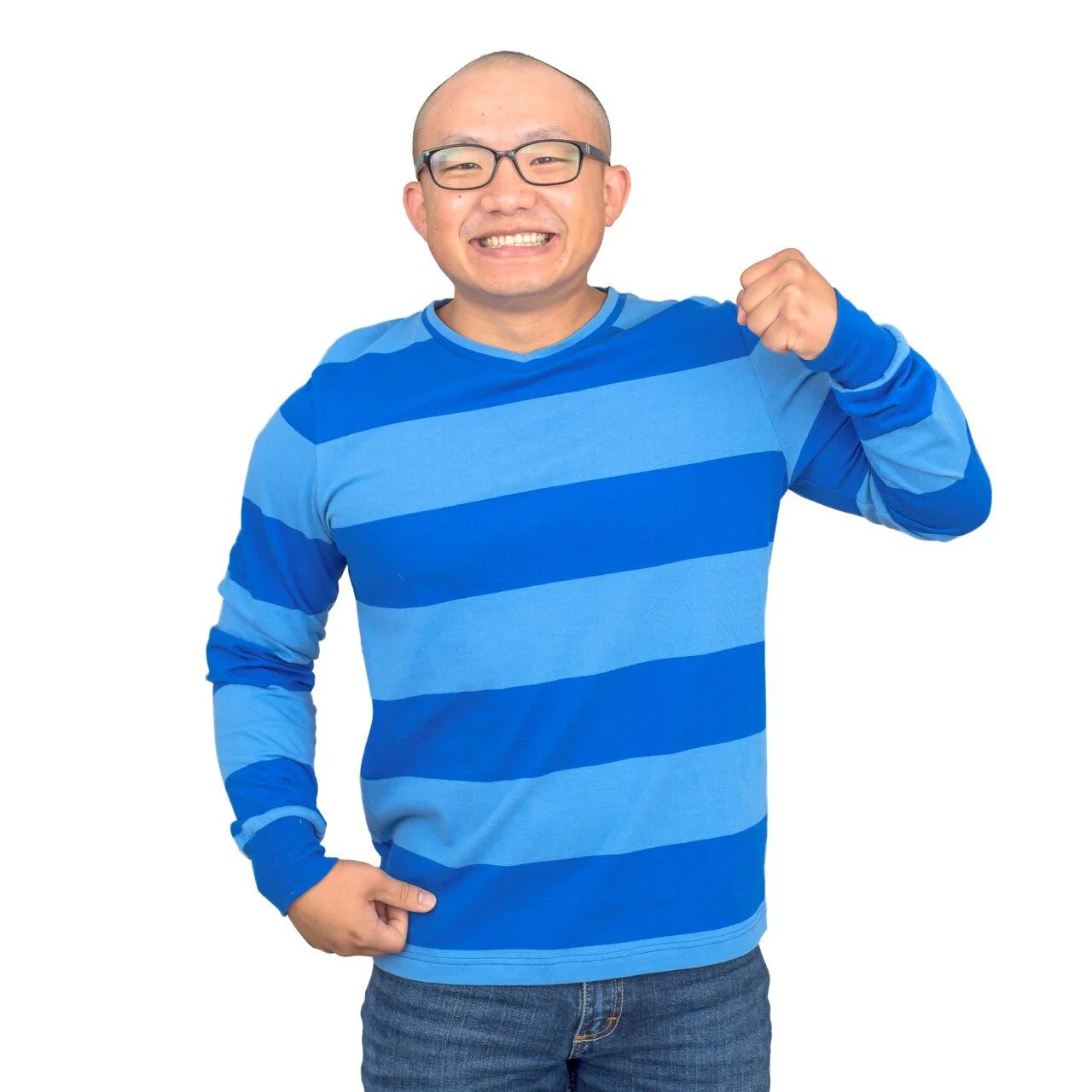 Blue and Detective Halloween Costume Blue Striped Shirt - Image 7