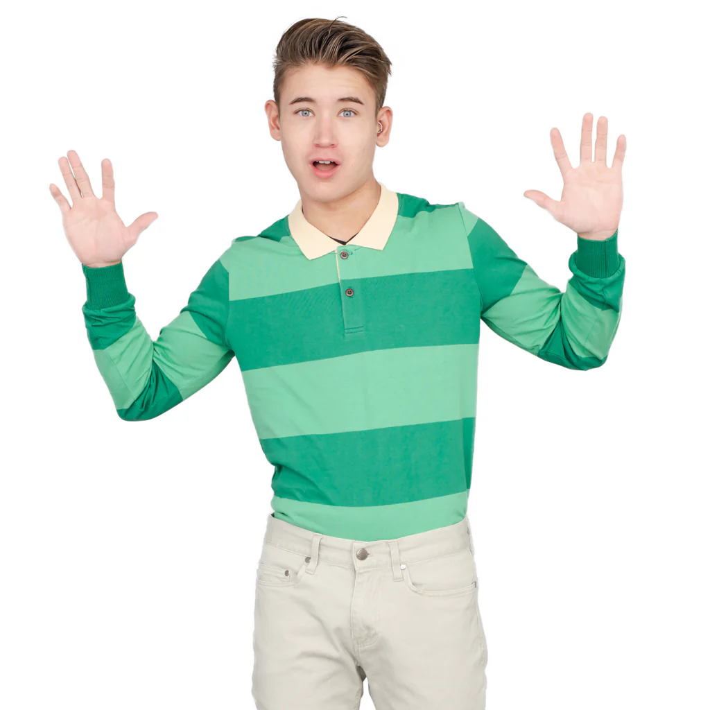 Blue and Detective Halloween Costume Green Striped Shirt - Image 2
